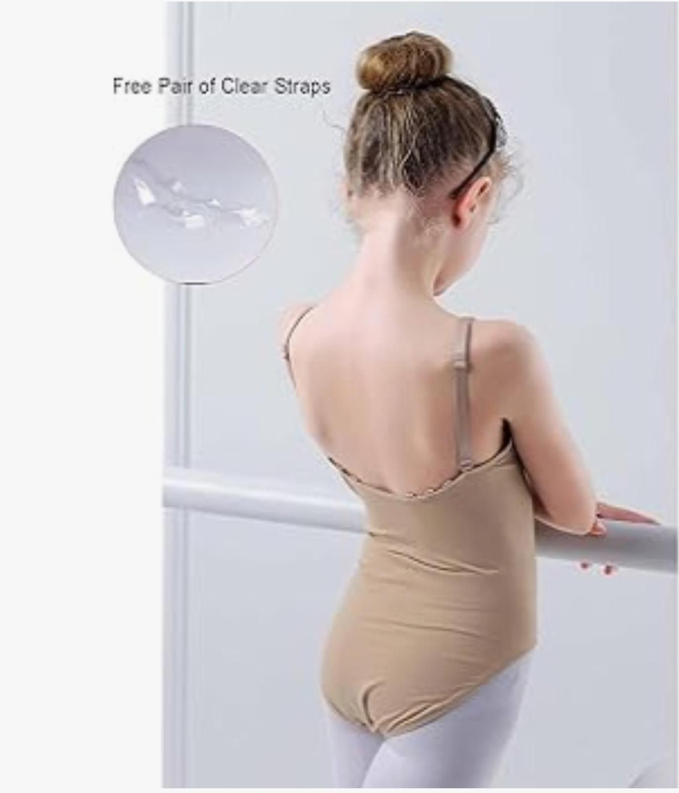 Other Kids Tan Ballet Leotard 4-6Y Adjustable Straps Gymnastics Size ONE SIZE - 2 Thumbnail