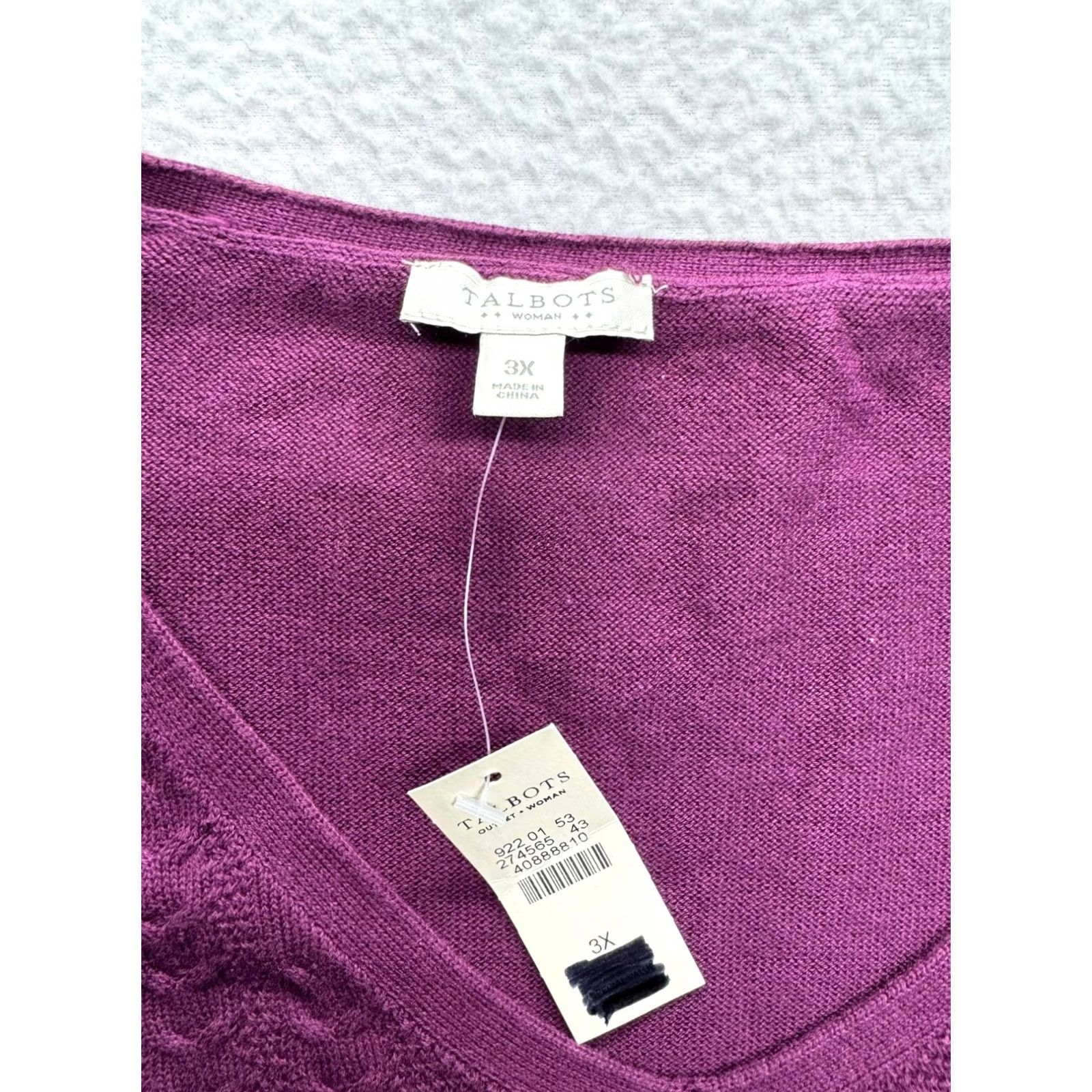 Talbots VINTAGE? Women’s Talbots Sweater BNWT Cable Knit 100% Cotton Pullover Purple 3X Women’s Girls Mens? Size XXL / US 16-18 / IT 52-54 - 3 Thumbnail