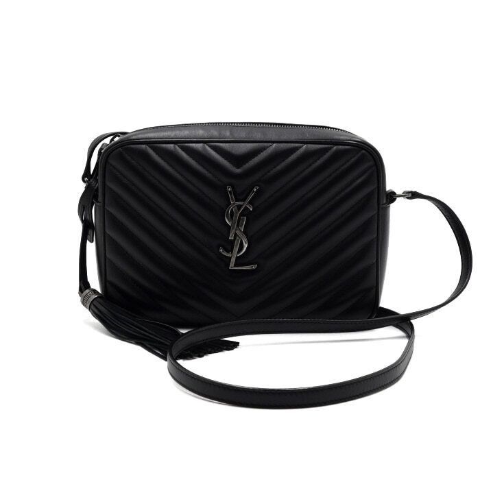 Yves Saint Laurent Black Leather Quilted Monogram Logo Camera Shoulder Bag Size ONE SIZE - 1 Thumbnail