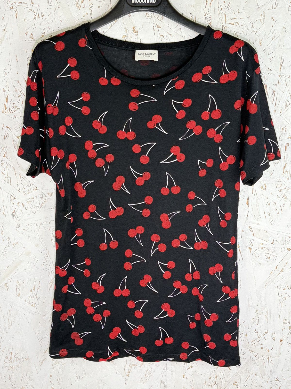 トップス 14SS SAINT LAURENT PARIS T-SHIRT Hedi Saint Laurent Paris Saint Laurent SS14 Cherry Allover Print T