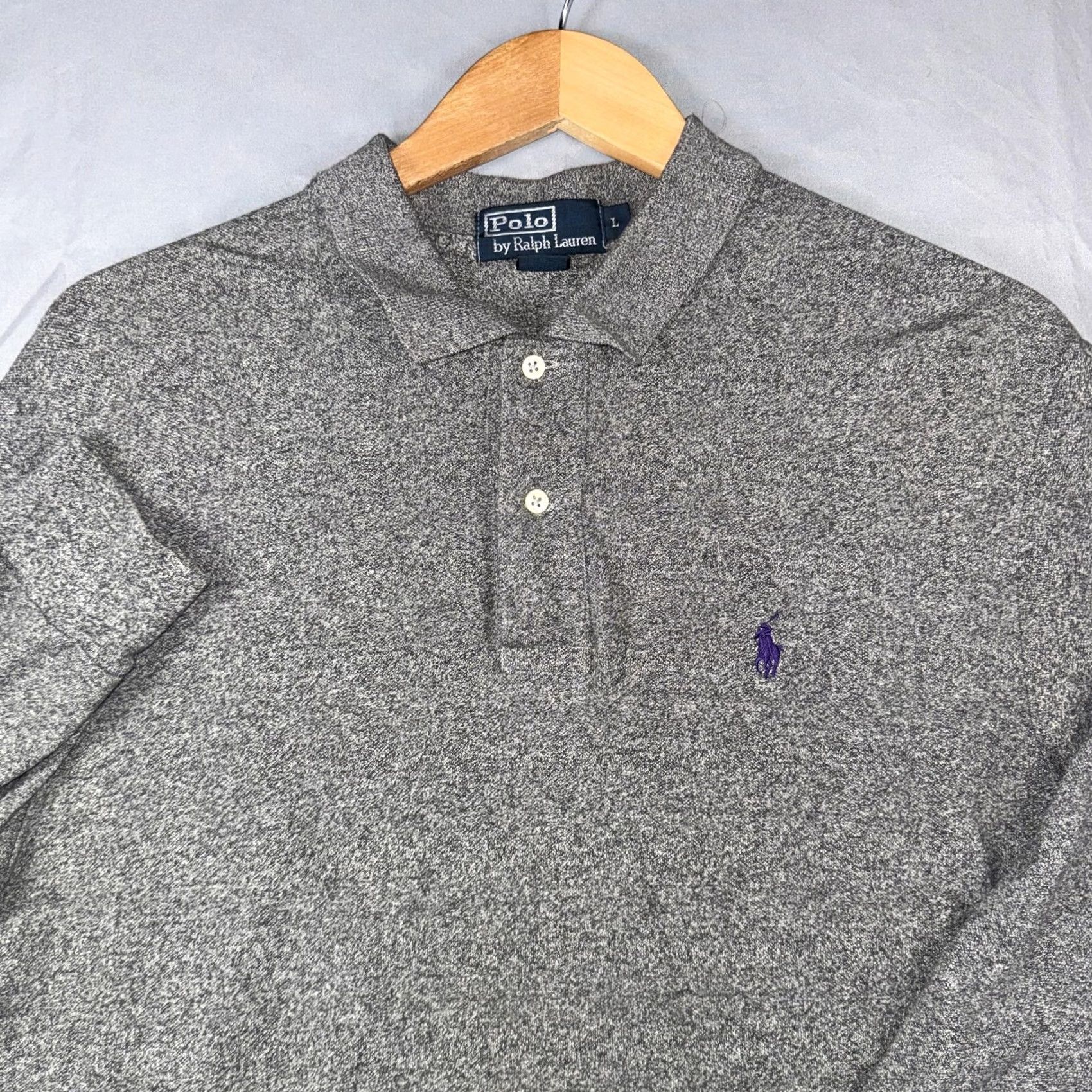 Polo Ralph Lauren Polo Ralph Lauren Mens Large Gray Long Sleeve Cotton Pony Logo Polo Shirt Size US L / EU 52-54 / 3 - 6 Thumbnail