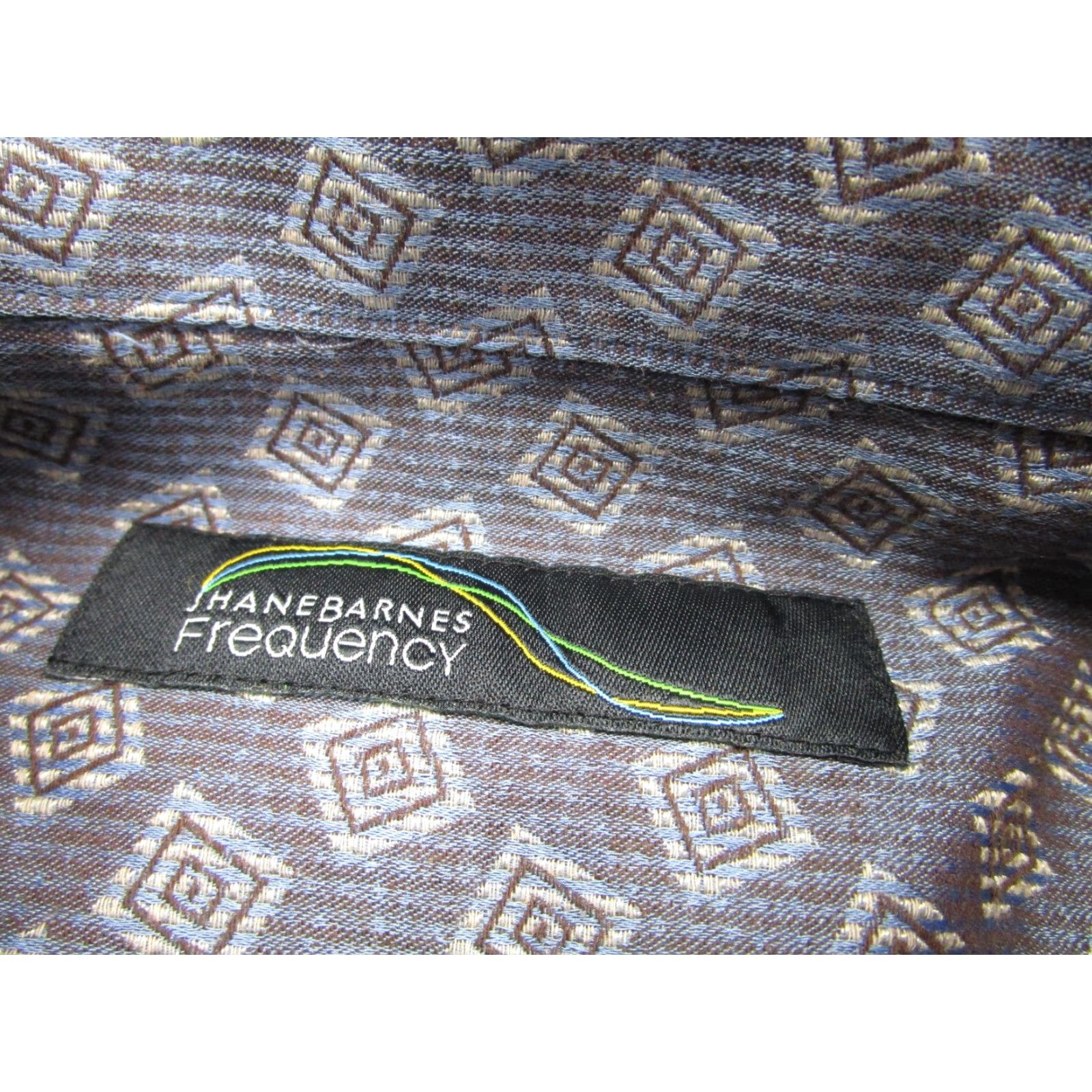 Vintage Jhane Barnes Frequency Shirt XL Mens Blue Geometric Button Front Long Sleeve Size US XL / EU 56 / 4 - 4 Thumbnail