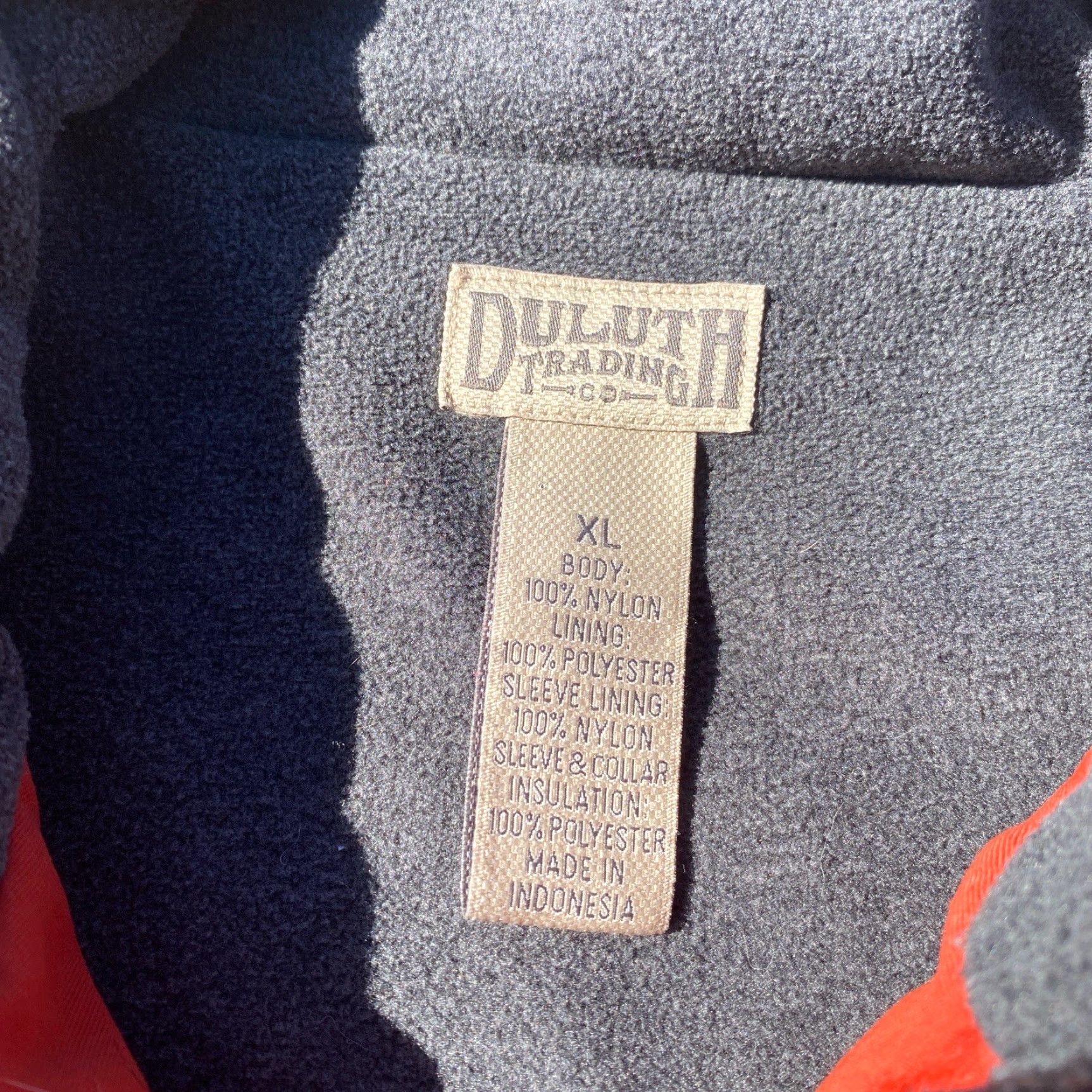 CO Duluth Shell Jacket Mens XL Full Zip Lined Orange Nylon Fleece Polyester Overcoat Shine? Size US XL / EU 56 / 4 - 3 Thumbnail