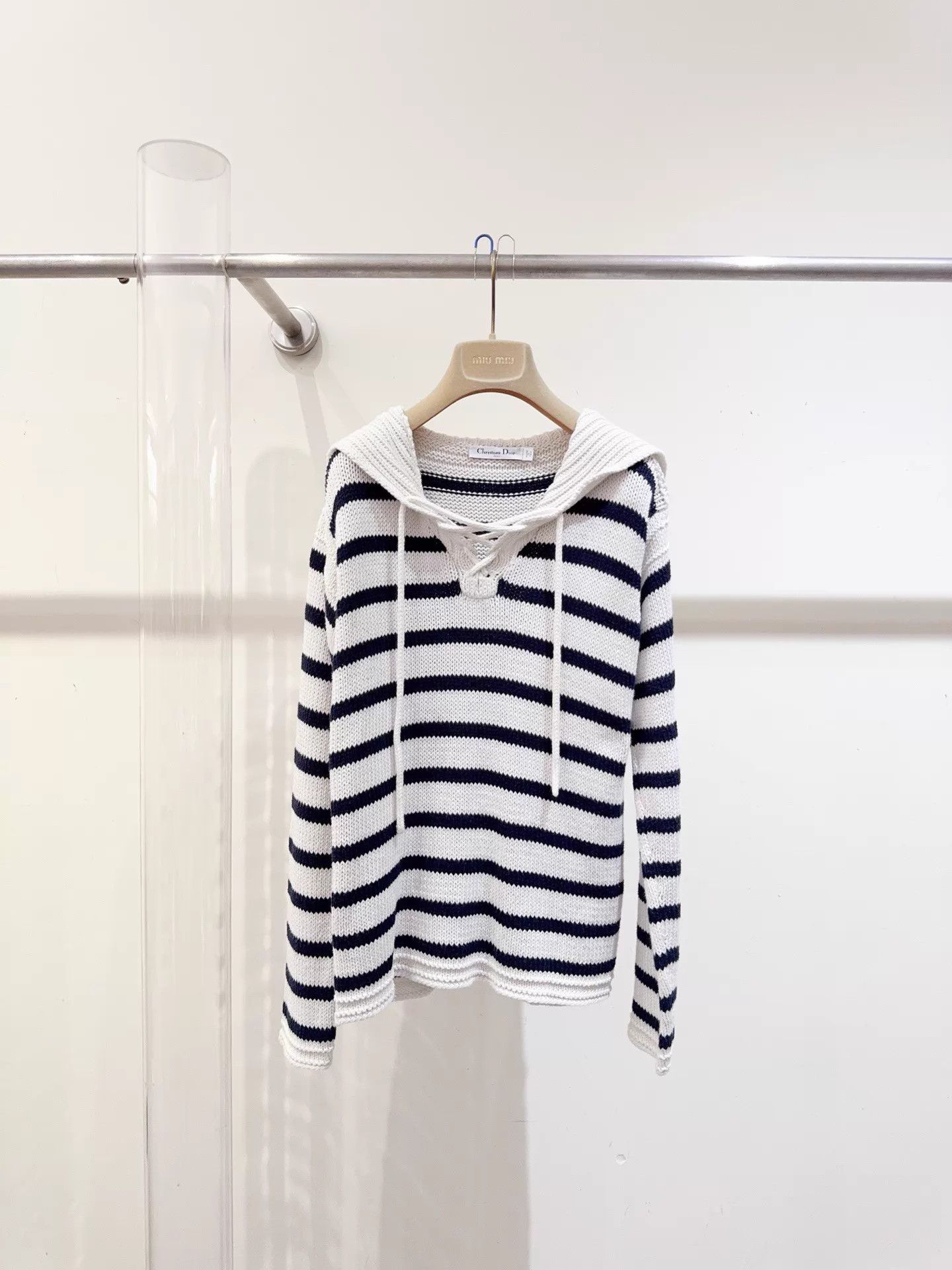 Dior Dior Navy Collar Sweater F38 98% New Size S / US 4 / IT 40 - 1 Thumbnail