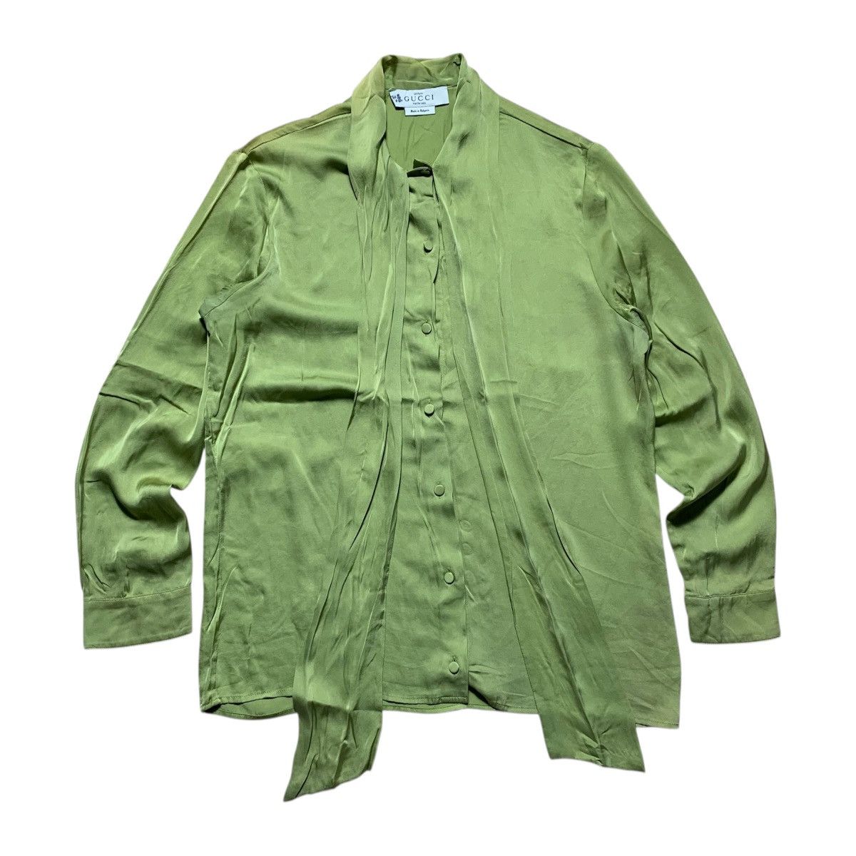 Gucci Gucci Green Tie Neck Long Sleeve Blouse Top Size M / US 6-8 / IT 42-44 - 2 Thumbnail
