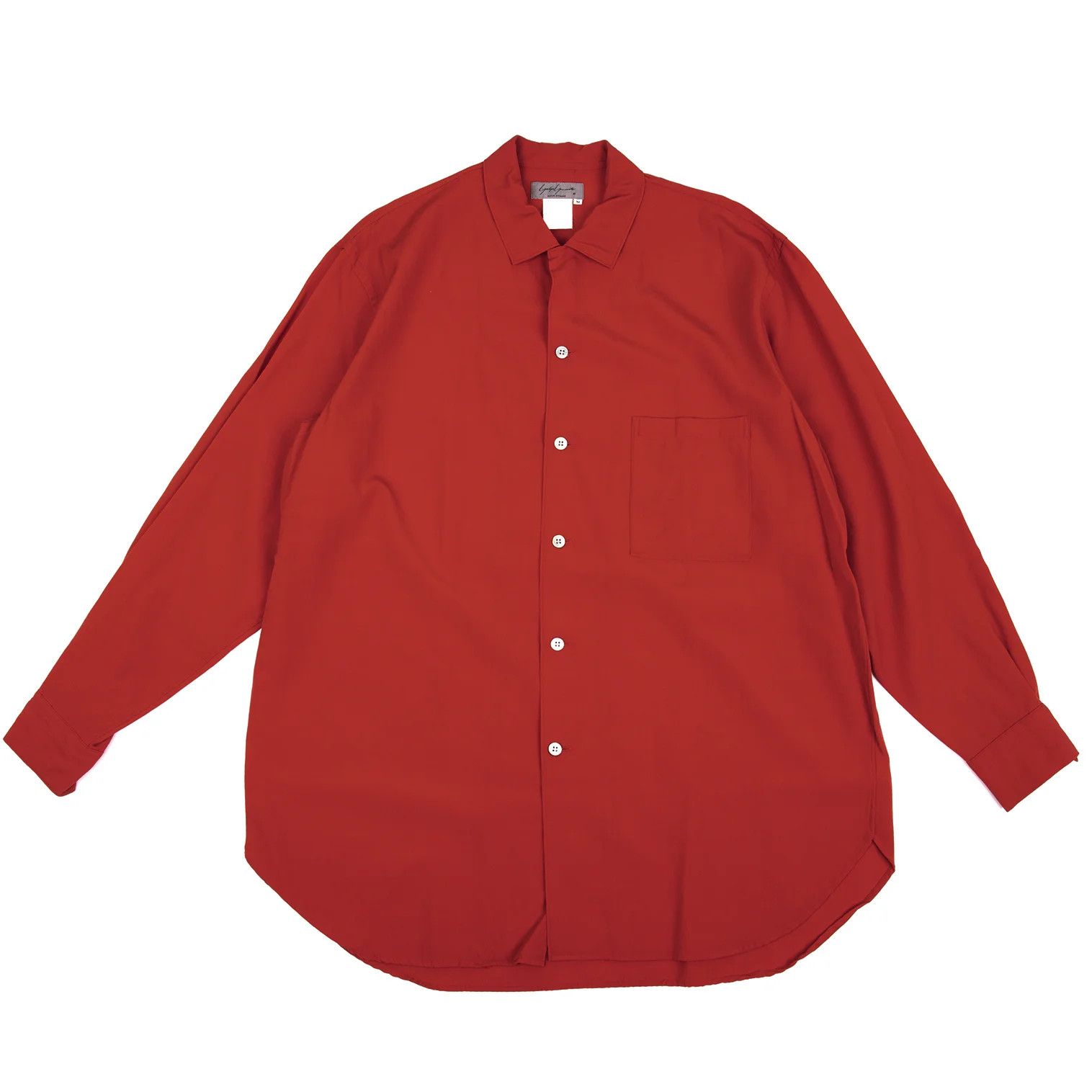 Yohji Yamamoto Yohji Yamamoto Wool Open Collar Shirt Red M Size US M / EU 48-50 / 2 - 1 Thumbnail