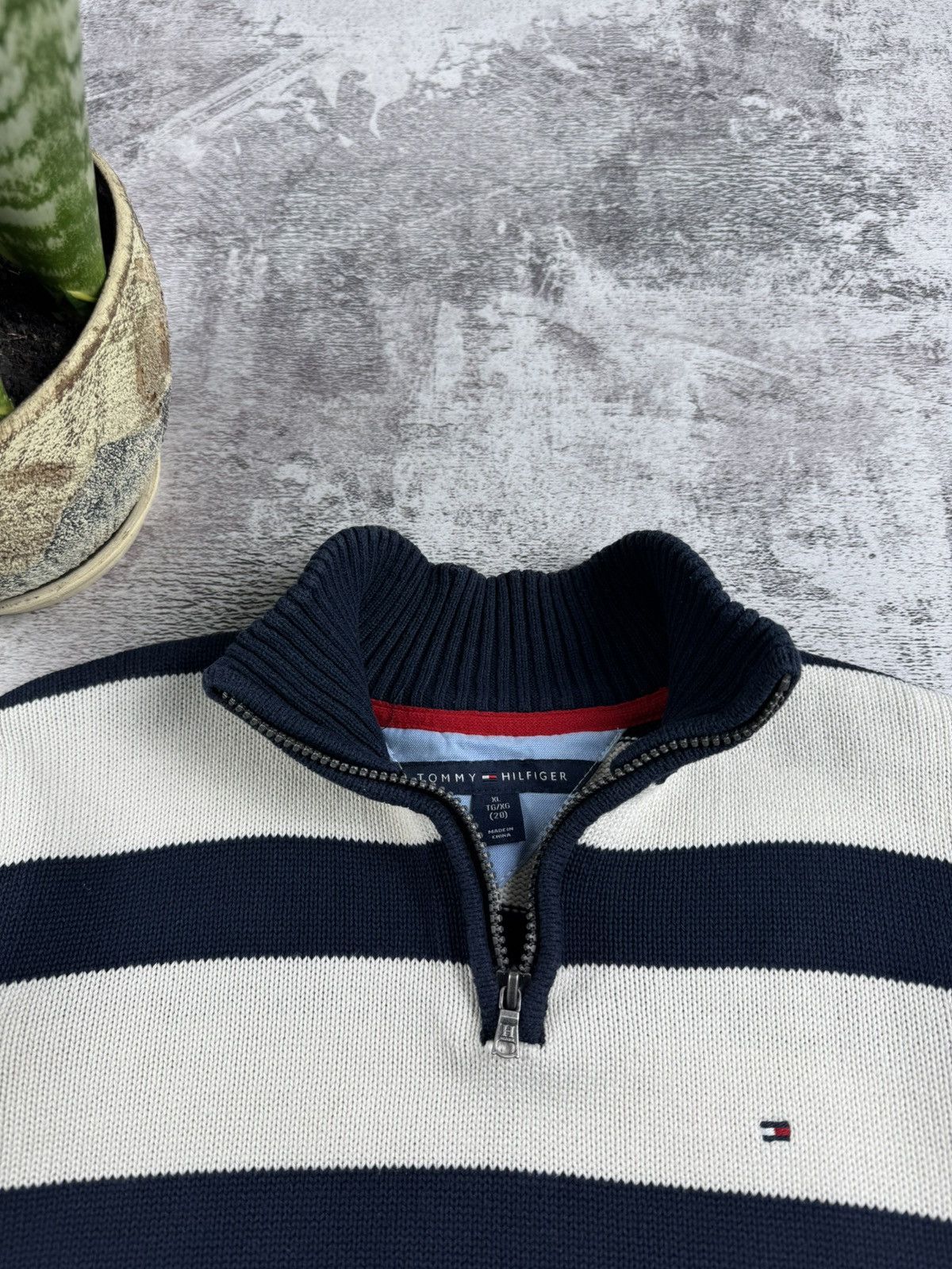 Tommy Hilfiger Tommy Hilfiger USA Striped 1/3 1/4 Varsity Sweater Pullover Size US M / EU 48-50 / 2 - 11 Thumbnail