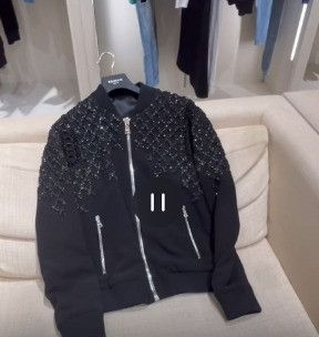 Balmain o1w1db0324 Jet & Strass Embellished Bomber Jacket in Black Size US M / EU 48-50 / 2 - 6 Thumbnail
