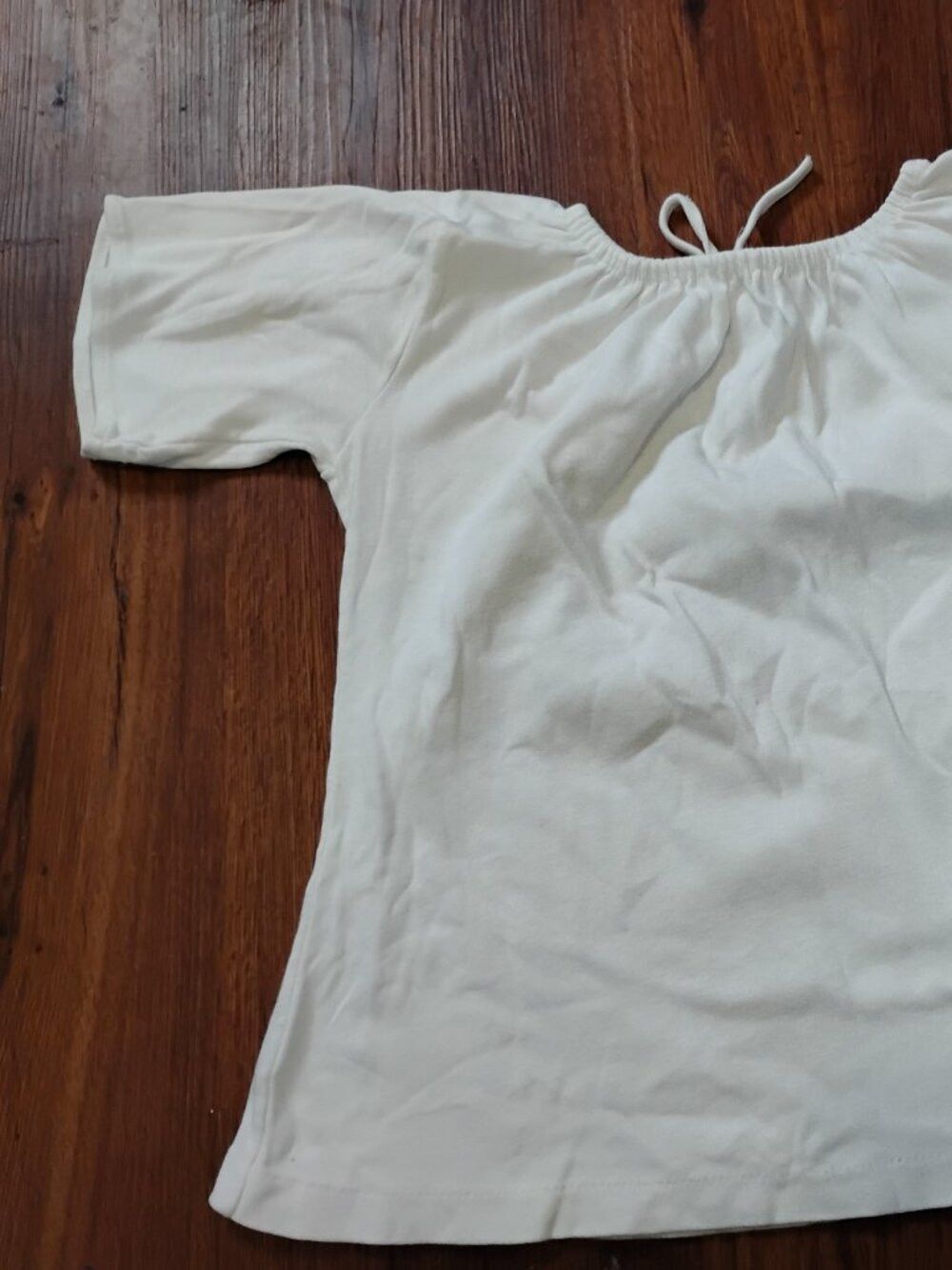 Other Vintage 60s 70s Cinch Collar T-Shirt Blouse Crop Top Hippy Size M / US 6-8 / IT 42-44 - 4 Thumbnail