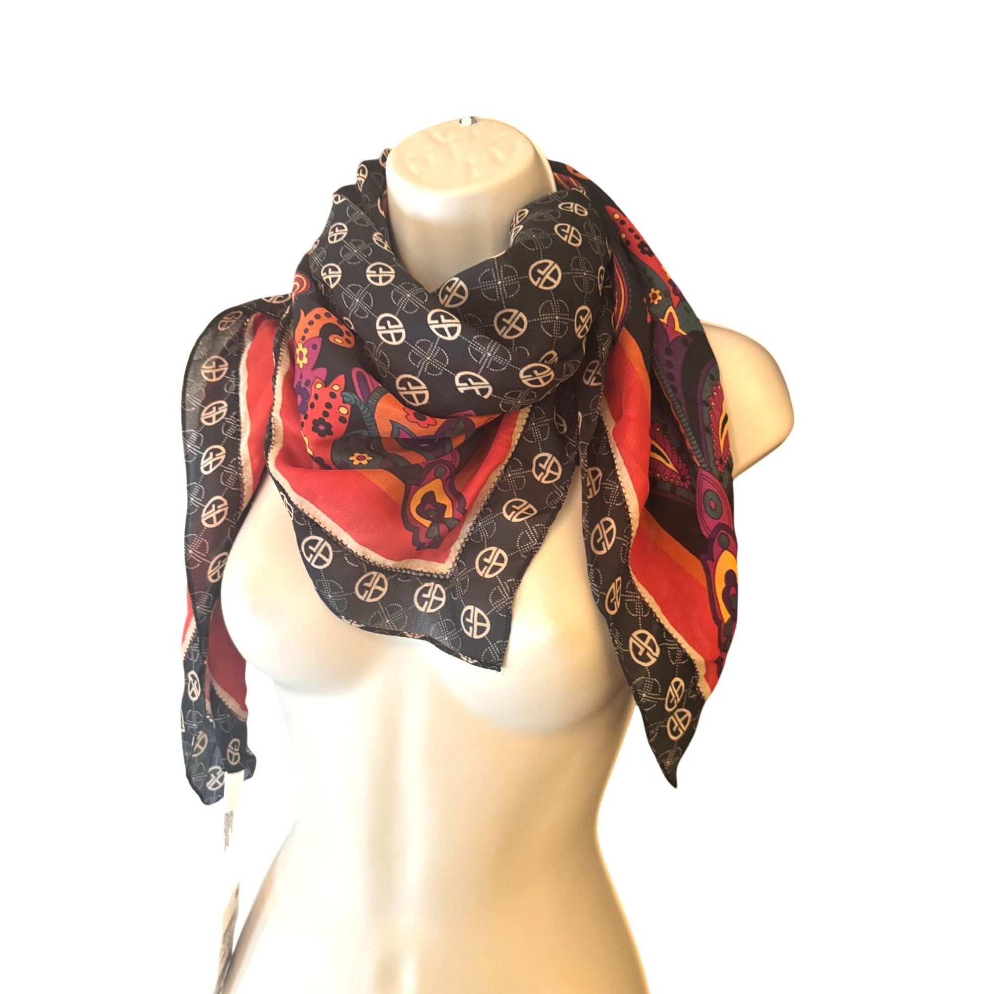 Giani Bernini Giani Bernini Logo Paisley Border Printed Scarf, Black-multi Size ONE SIZE - 4 Thumbnail