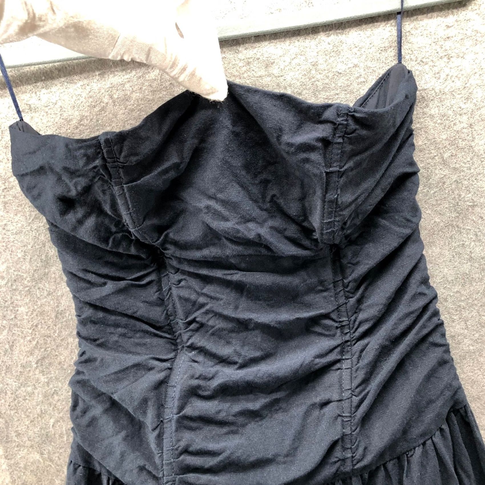 Lioness Lioness Linen Blend Strapless Maxi Dress Womens S Black Ruched A-Line Boning Size S / US 4 / IT 40 - 3 Thumbnail