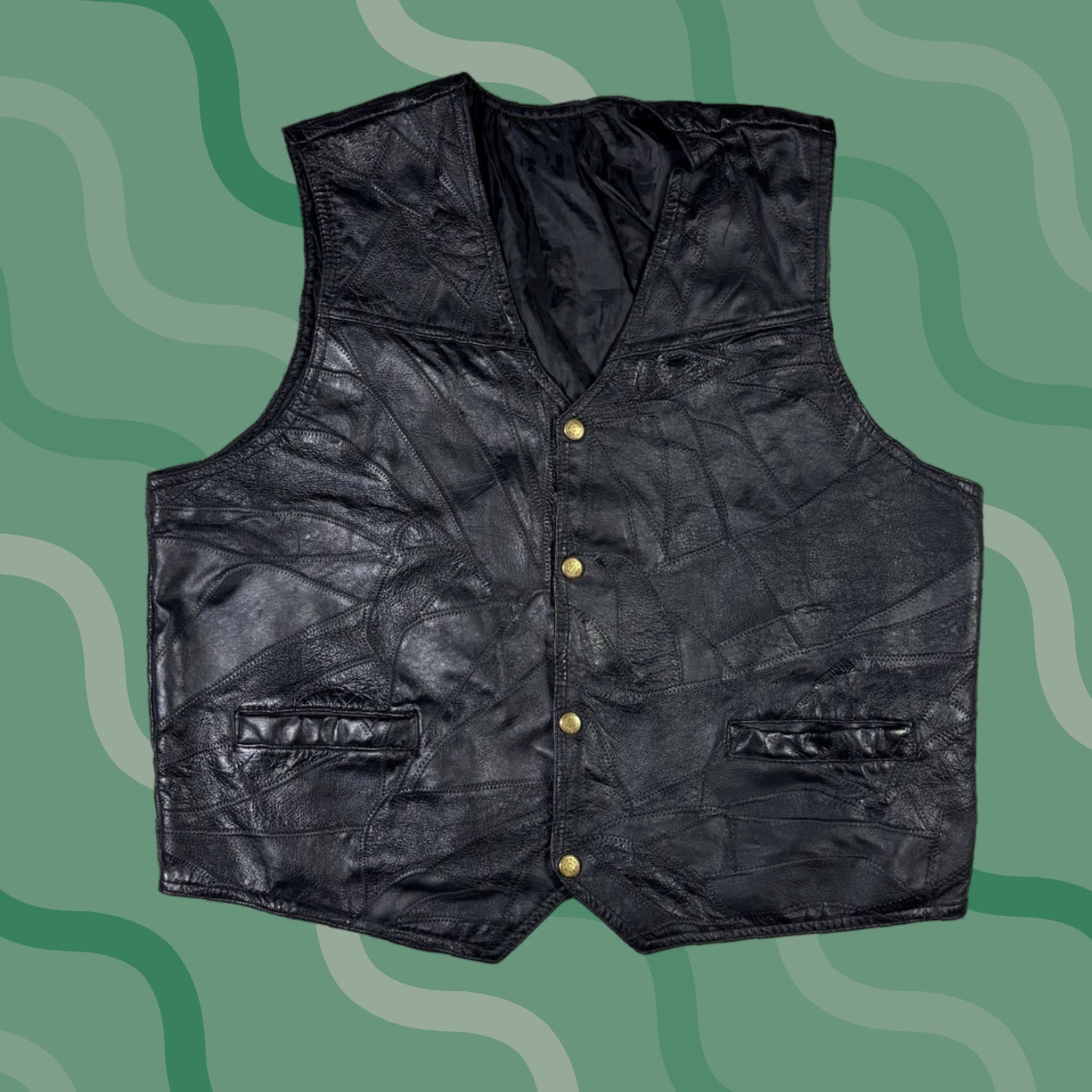 Vintage VINTAGE Leather Vest Womens Medium Biker 90s Grunge Goth Vest Leather Black Short Zip Womens Accessories Size M / US 6-8 / IT 42-44 - 1 Thumbnail