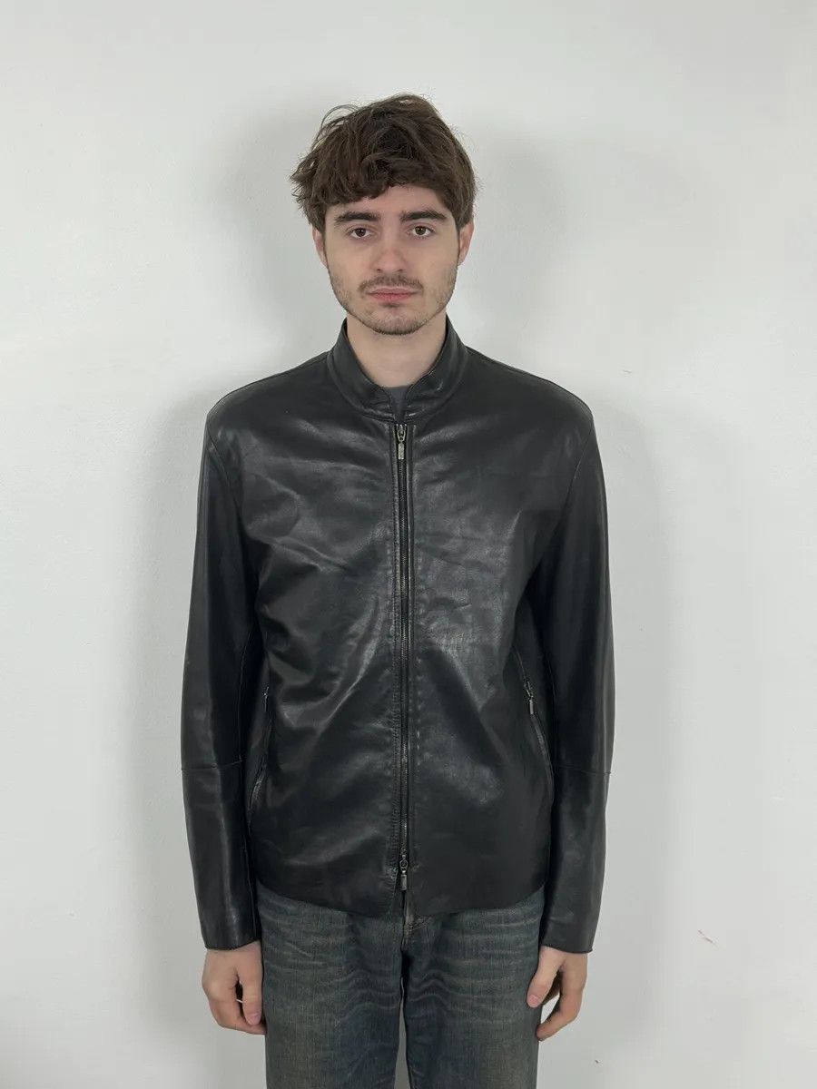 Armani Collezioni 2000s Armani Collezioni Black Leather Jacket Size US M / EU 48-50 / 2 - 4 Thumbnail