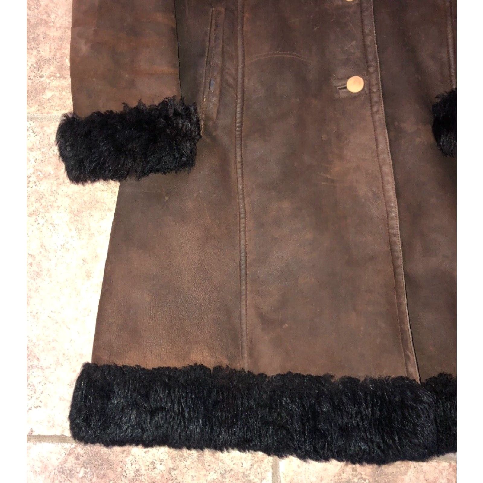 Vintage VINTAGE Women's Brown Leather Shearling Sheepskin Coat Fur Trim Size M Size M / US 6-8 / IT 42-44 - 4 Thumbnail