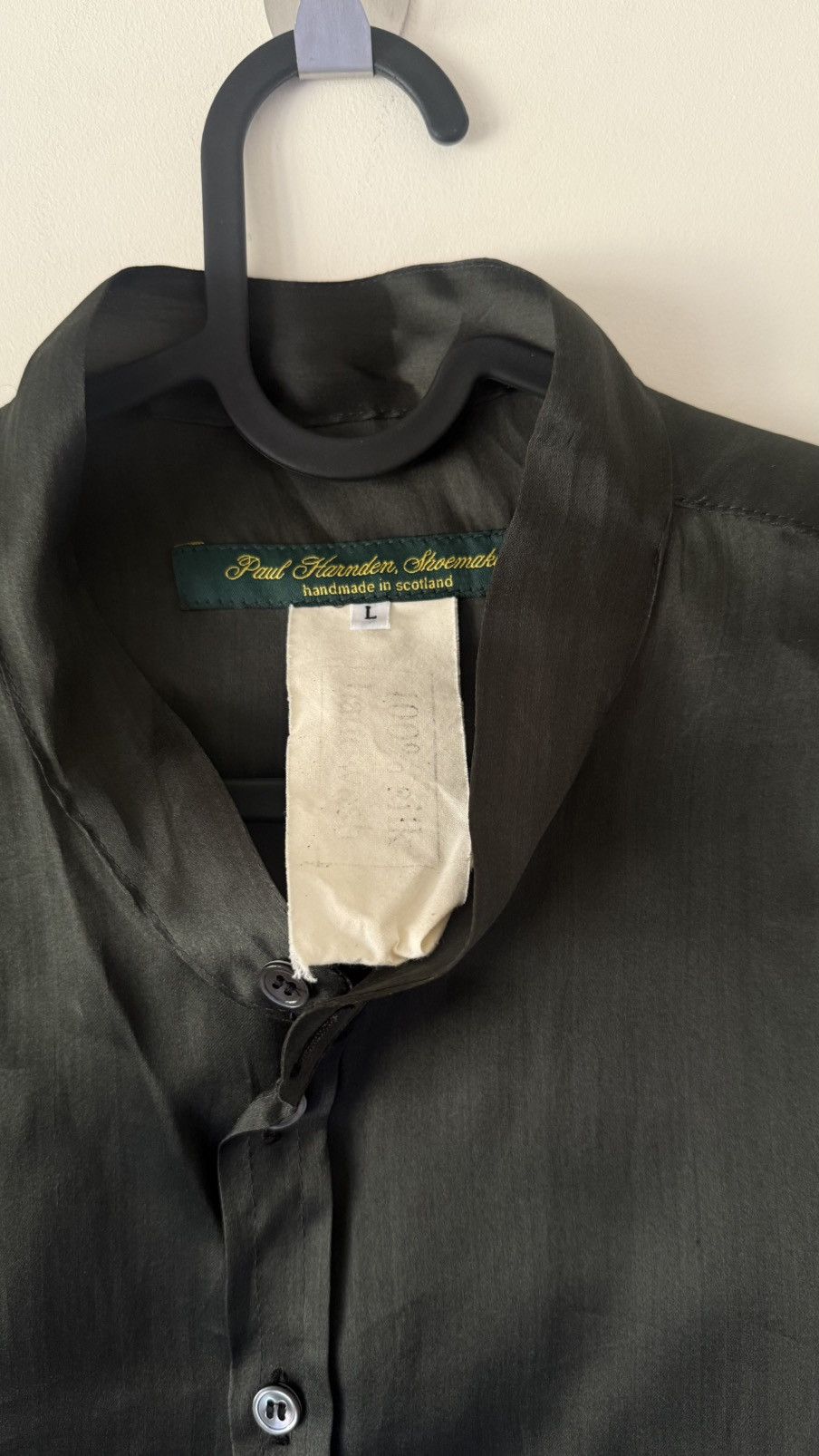 Paul Harnden Shoemakers Forest green silk shirt Size US L / EU 52-54 / 3 - 3 Thumbnail