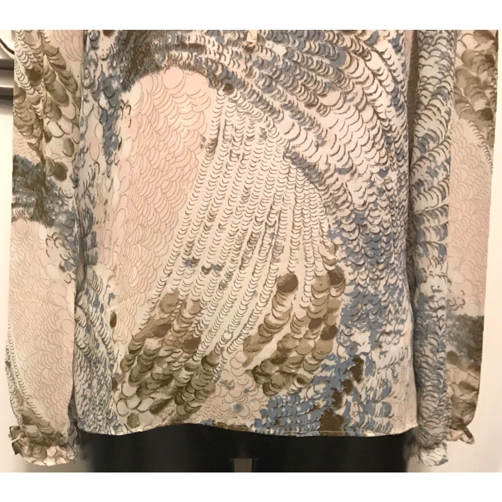 Vintage XS Context Sheer Blouse Cami Tan Blue Womens Camisole Peasant Pullover 100% Polyester Dress? Size XS / US 0-2 / IT 36-38 - 3 Thumbnail
