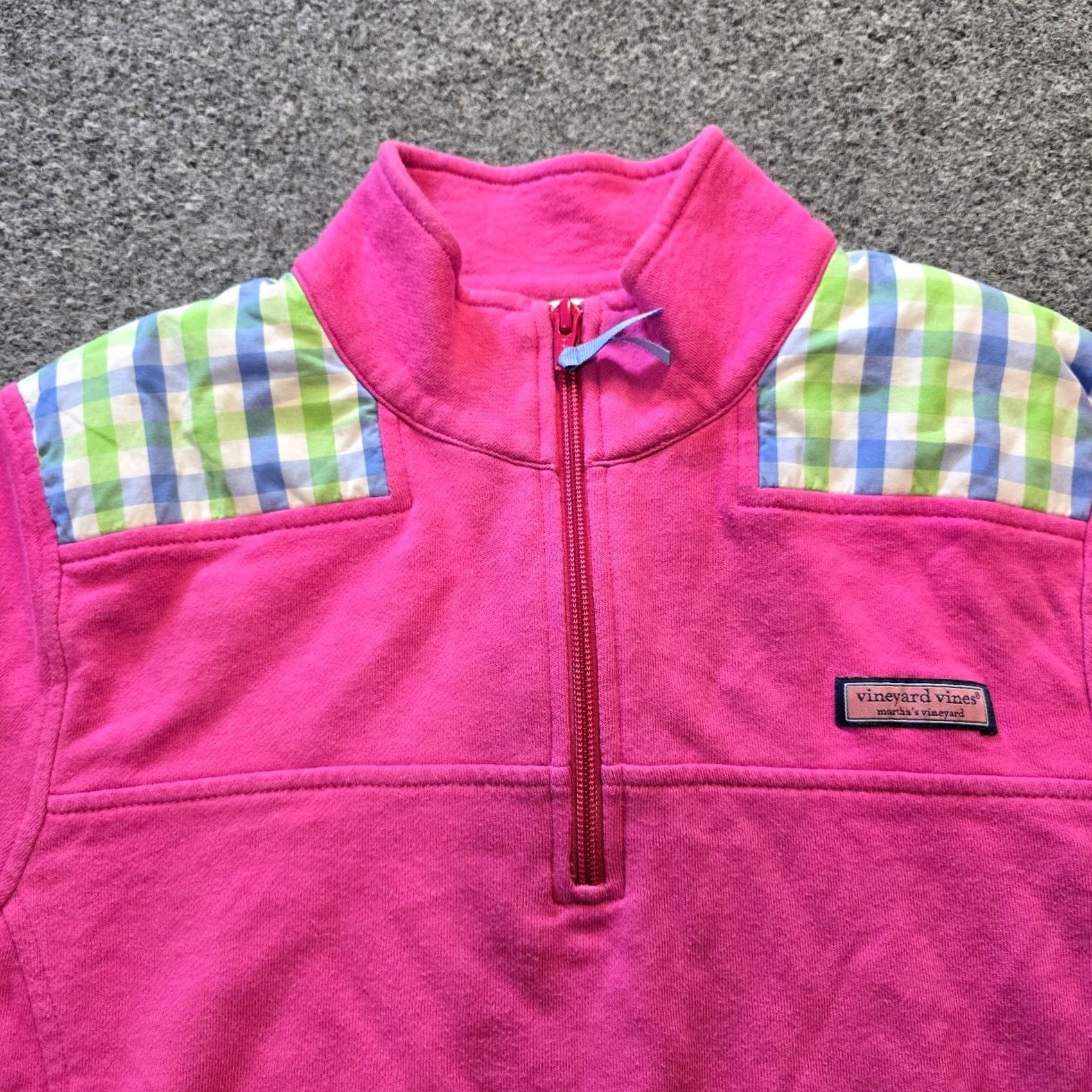 Vineyard Vines Vineyard Vines Sweater Womens Size Medium Pink 1/4 Zip Plaid Trim Casual Preppy Size M / US 6-8 / IT 42-44 - 2 Thumbnail