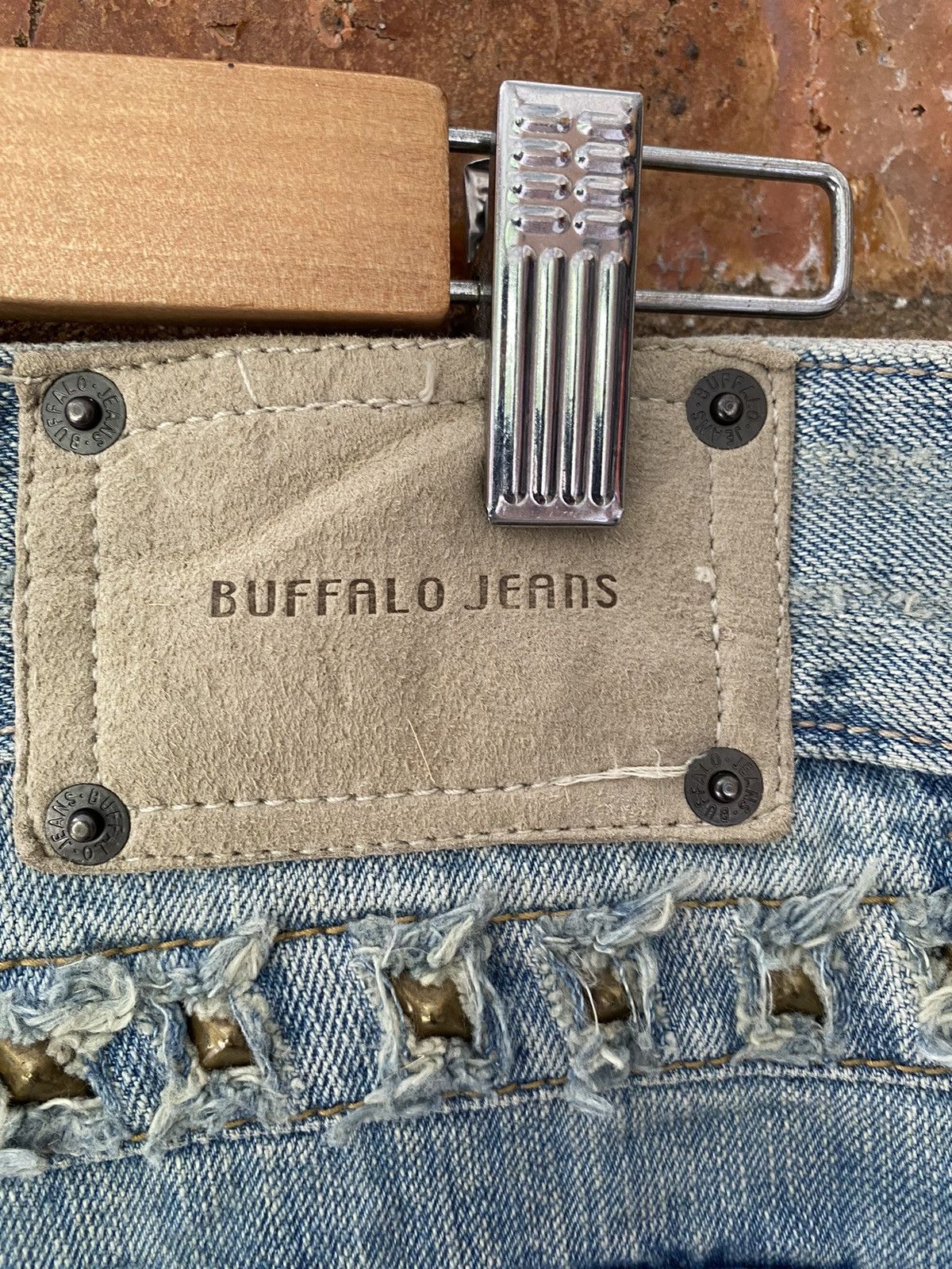 BUFFALO BOBS 2000s Stud holster distressed pants Size US 33 - 17 Thumbnail