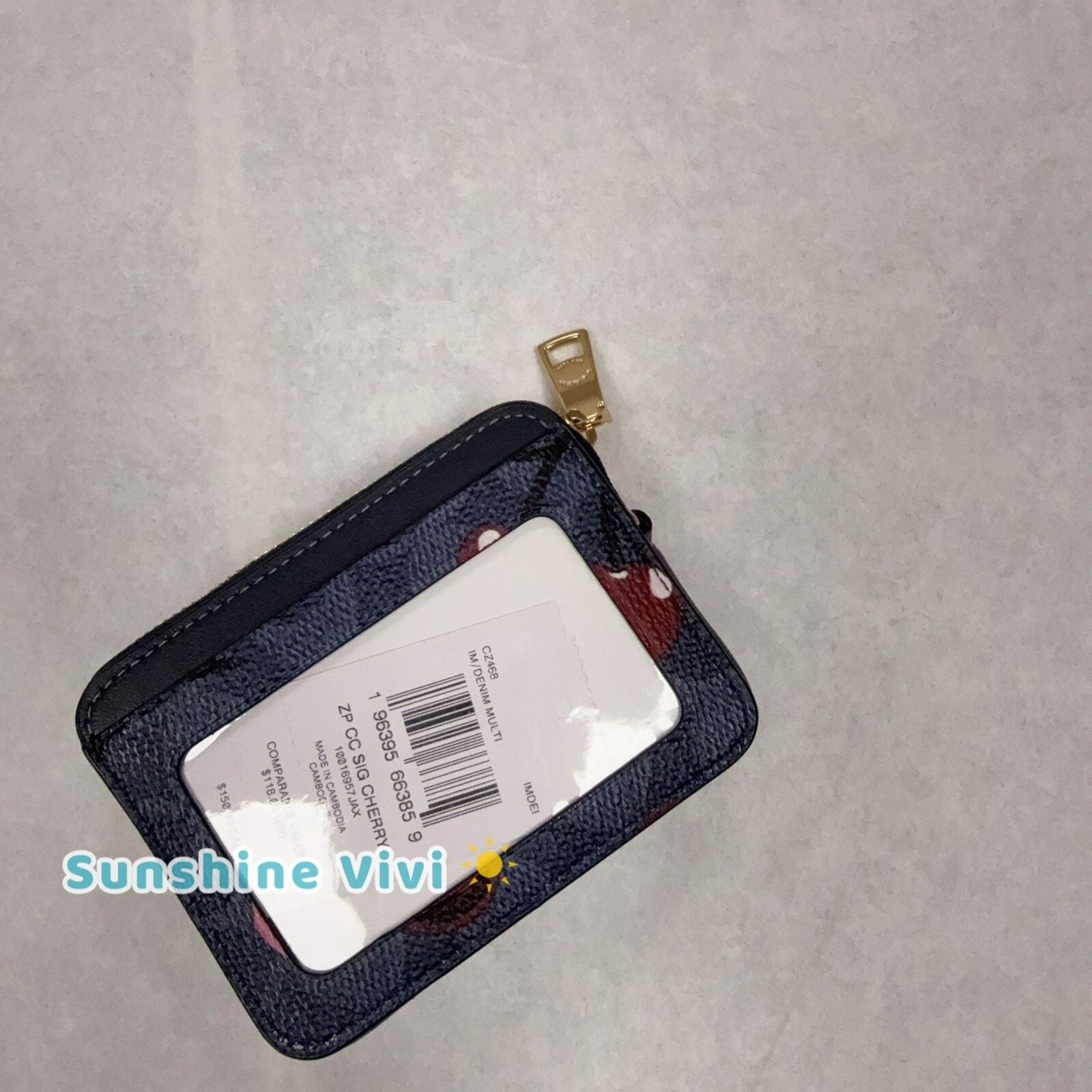 Coach NWT Coach Zip Card Case In Signature Canvas Cherry CZ468 Size ONE SIZE - 4 Thumbnail
