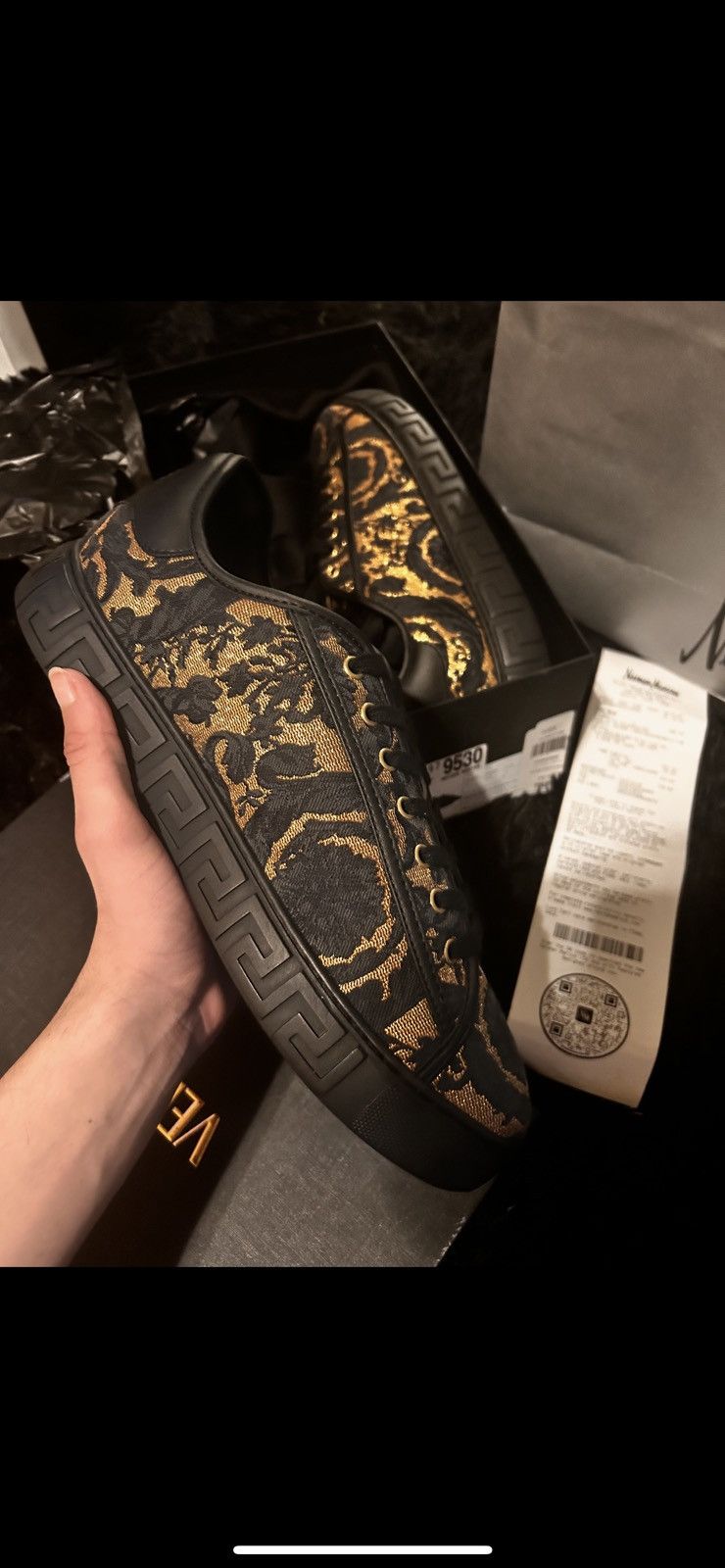 Versace Versace Trigeca Embeloshed Fabric Leather Sneakers Size US 11 / EU 44 - 2 Thumbnail