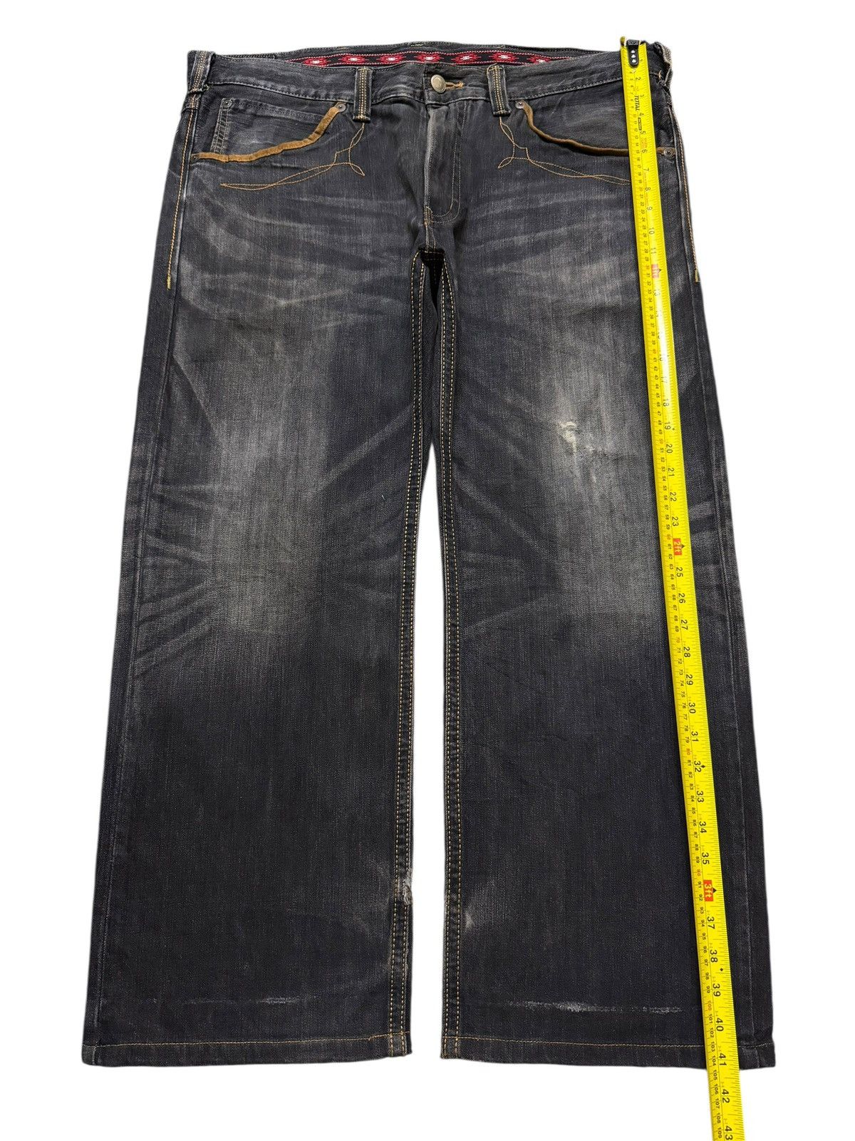 Edwin Vintage 90s Edwin Faded Wash Whiskers Wide Leg Baggy Jeans Size US 42 / EU 58 - 10 Thumbnail