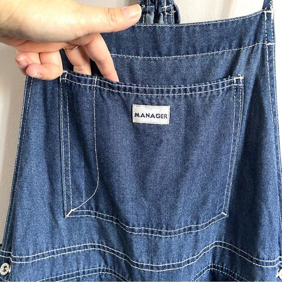Vintage Vintage Manager Wide Straight Leg Bib Overalls - Medium 🇨🇦 Size 32" / US 10 / IT 46 - 4 Thumbnail