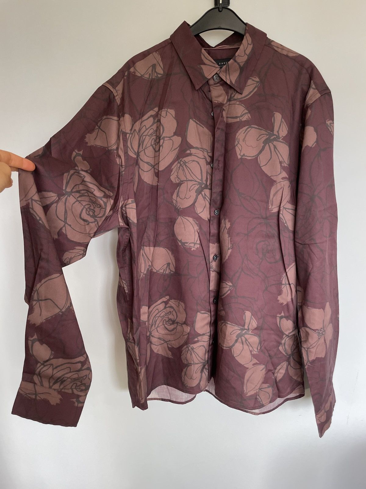 Ted Baker TED Baker Maroon Shirt Floral print Size US L / EU 52-54 / 3 - 1 Thumbnail