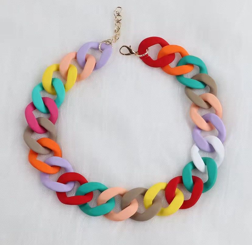 Other Matte Colorful Acrylic Chunky Chain Necklace Size ONE SIZE - 1 Thumbnail
