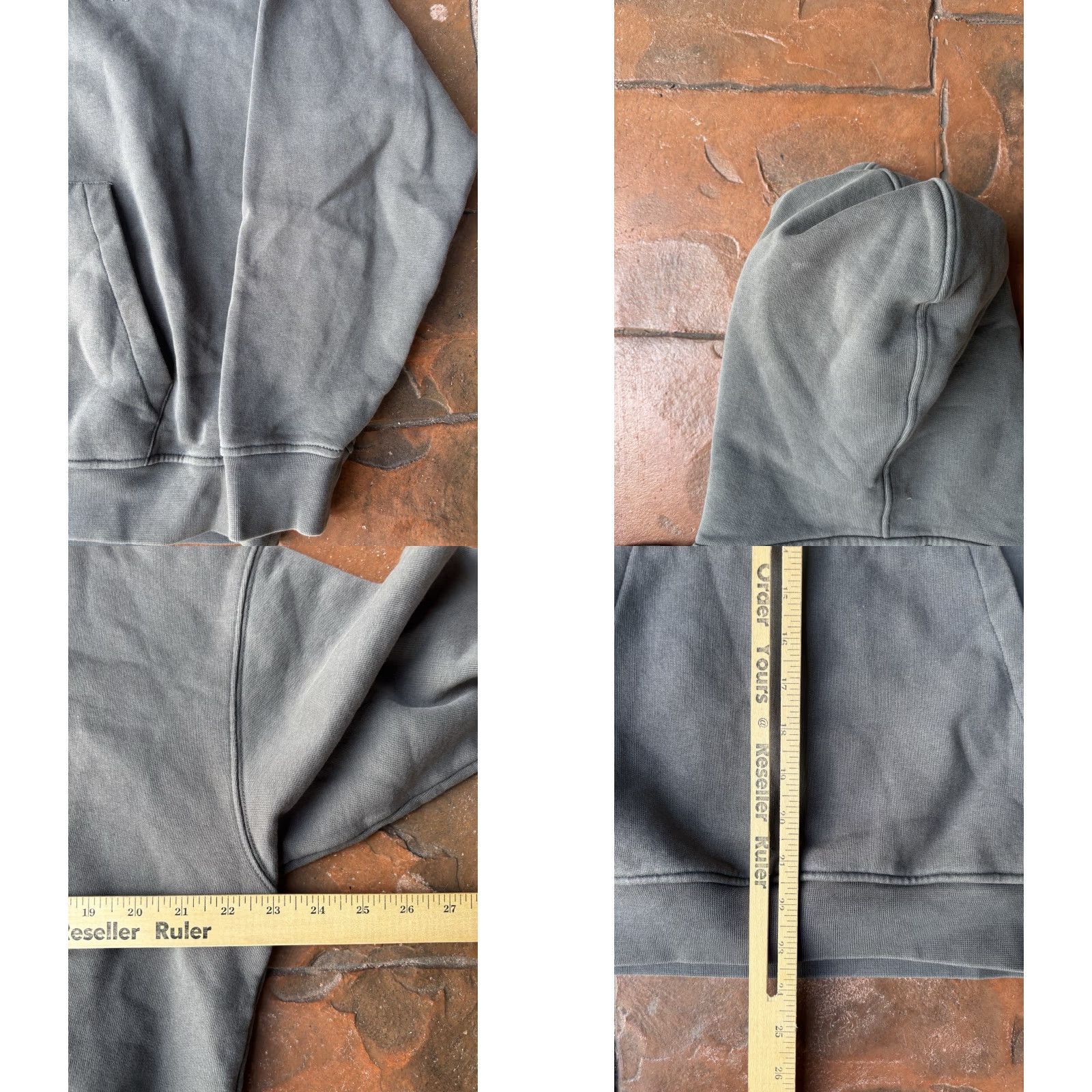 Frame VINTAGE FRAME Embroidered Pullover Hoodie Women Medium Gray Cement FRM Logo Hoodie, Crew Neck, Long Sleeve, Cotton, Activewear, Logo, Designer, 90s? Size M / US 6-8 / IT 42-44 - 8 Thumbnail