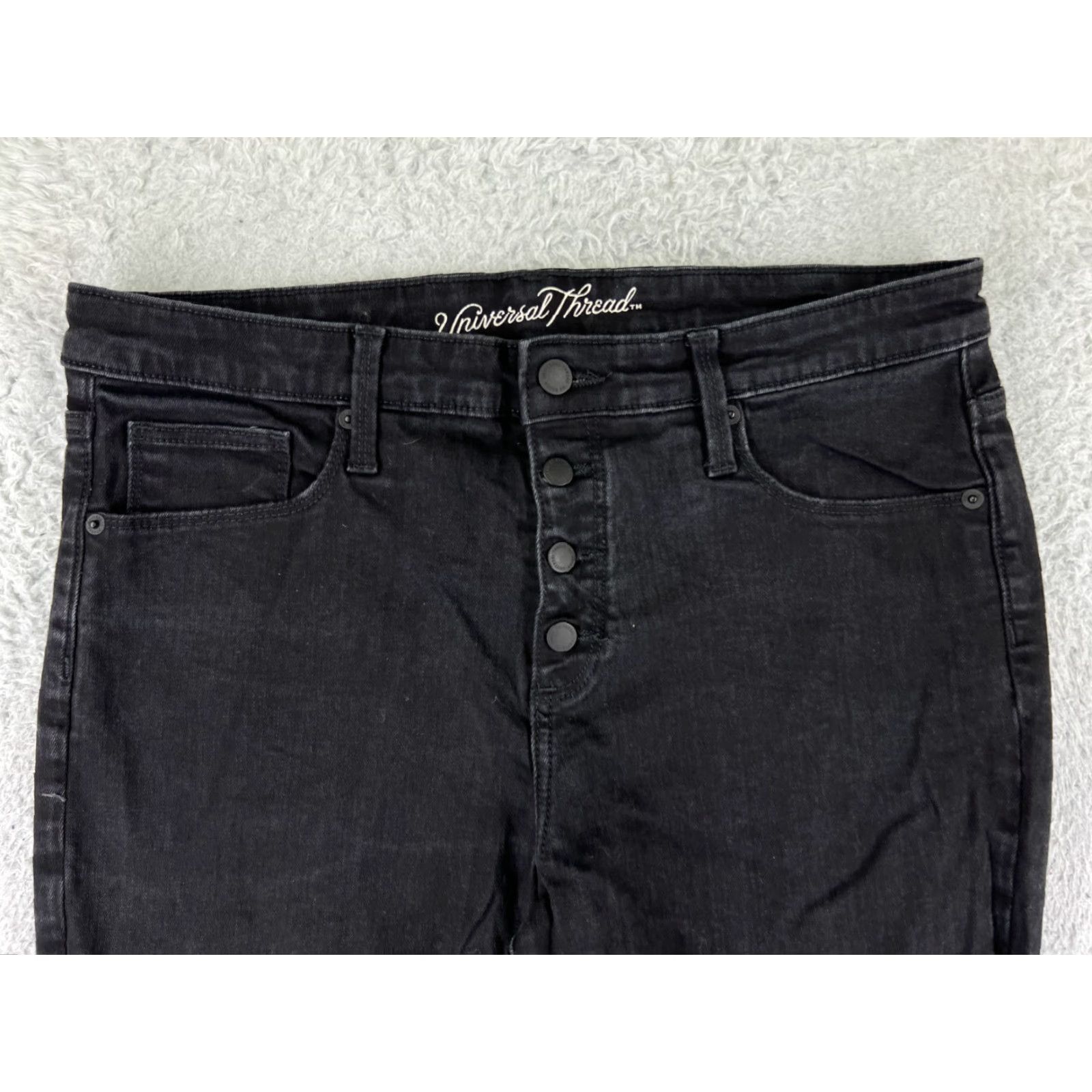 Vintage Universal Thread Jeans Women 12 Black Denim Flared Cotton Blend Stretch Size 34" / US 12 / IT 48 - 7 Thumbnail