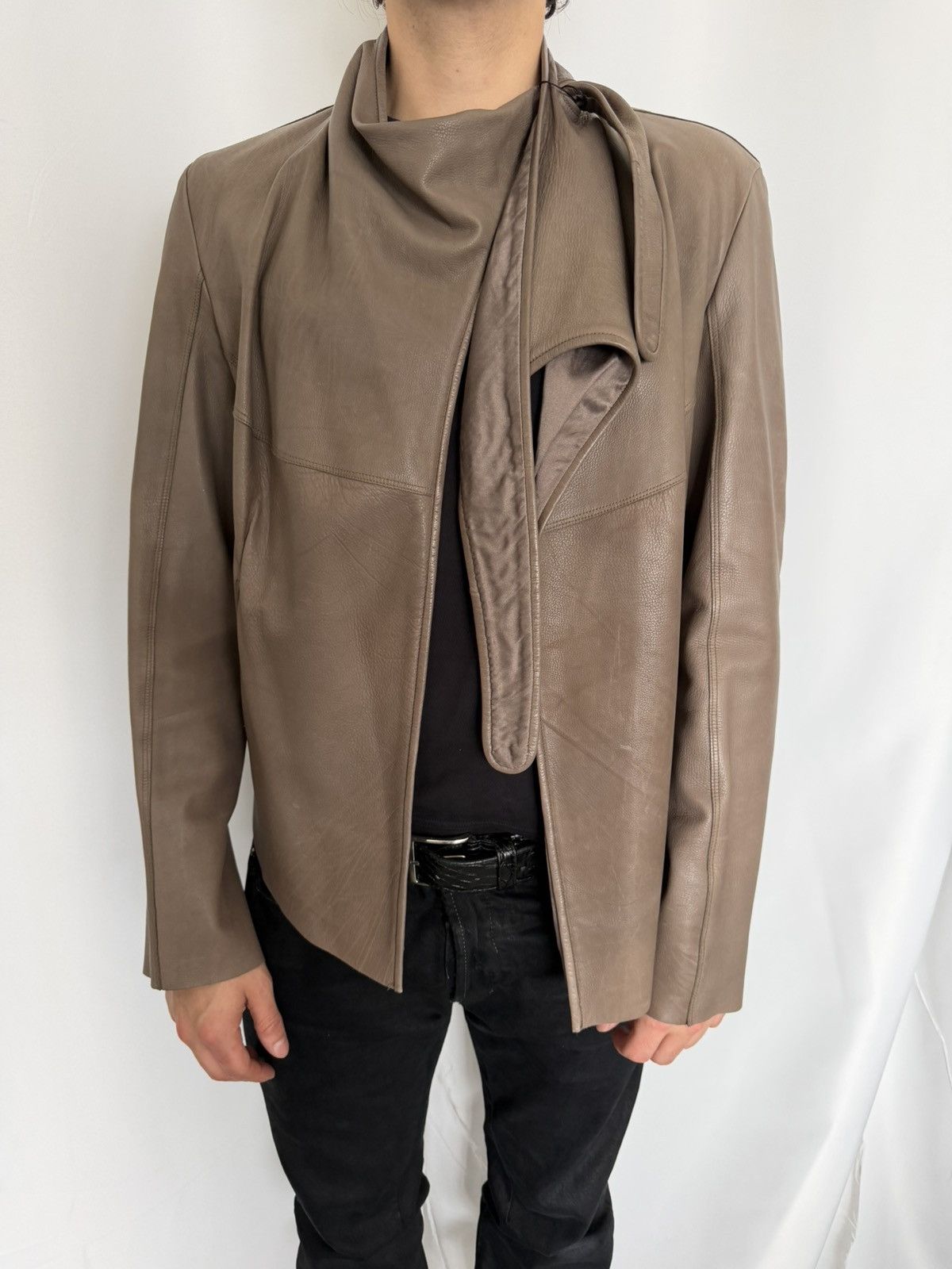 Rick Owens Revillon x Rick Owens 2004 Leather Jacket Size US S / EU 44-46 / 1 - 7 Thumbnail