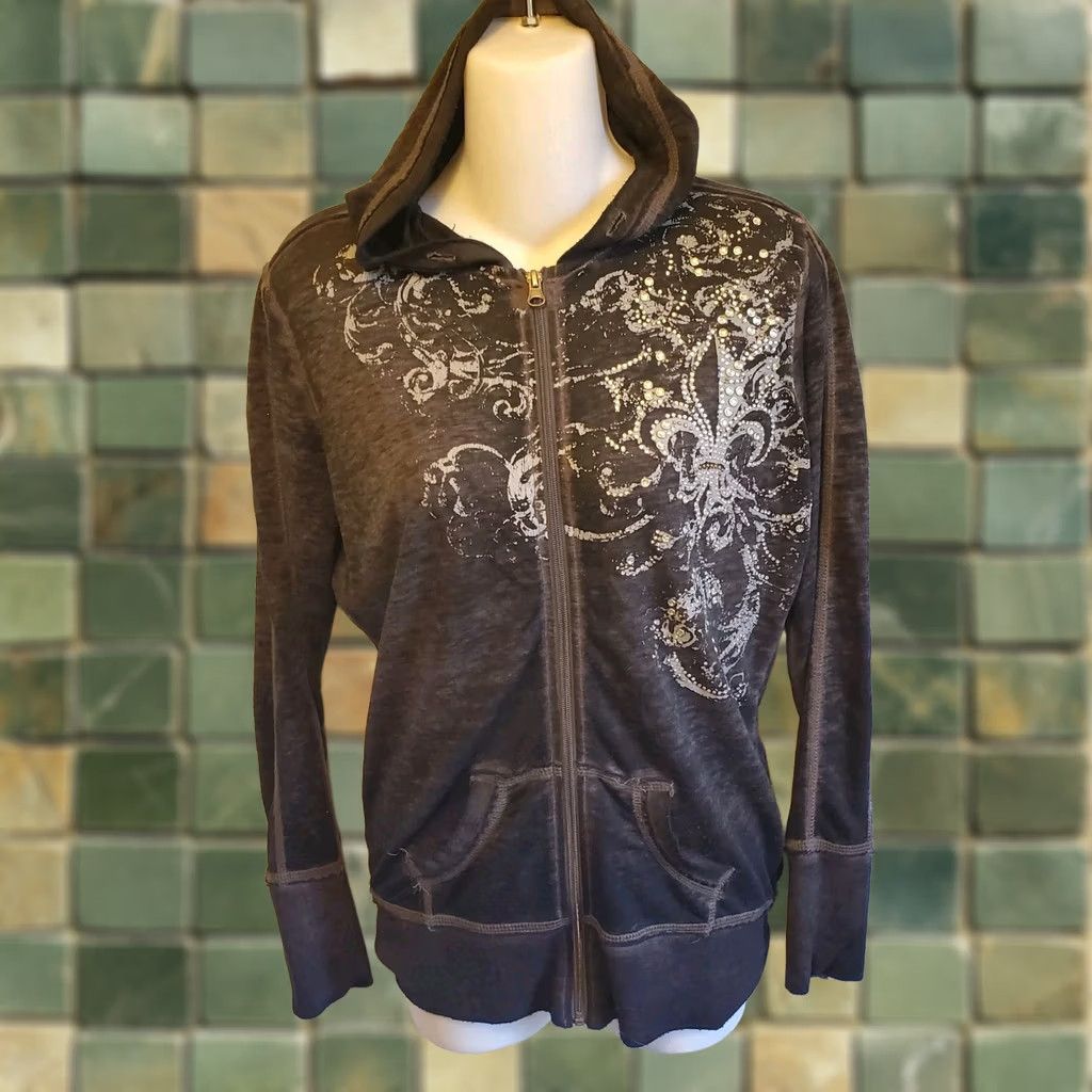 Vintage VINTAGE Cowgirl Legend Hoodie Sz S Black Burnout Full Zip Western Bling Rhinestone Womens Size S / US 4 / IT 40 - 1 Thumbnail