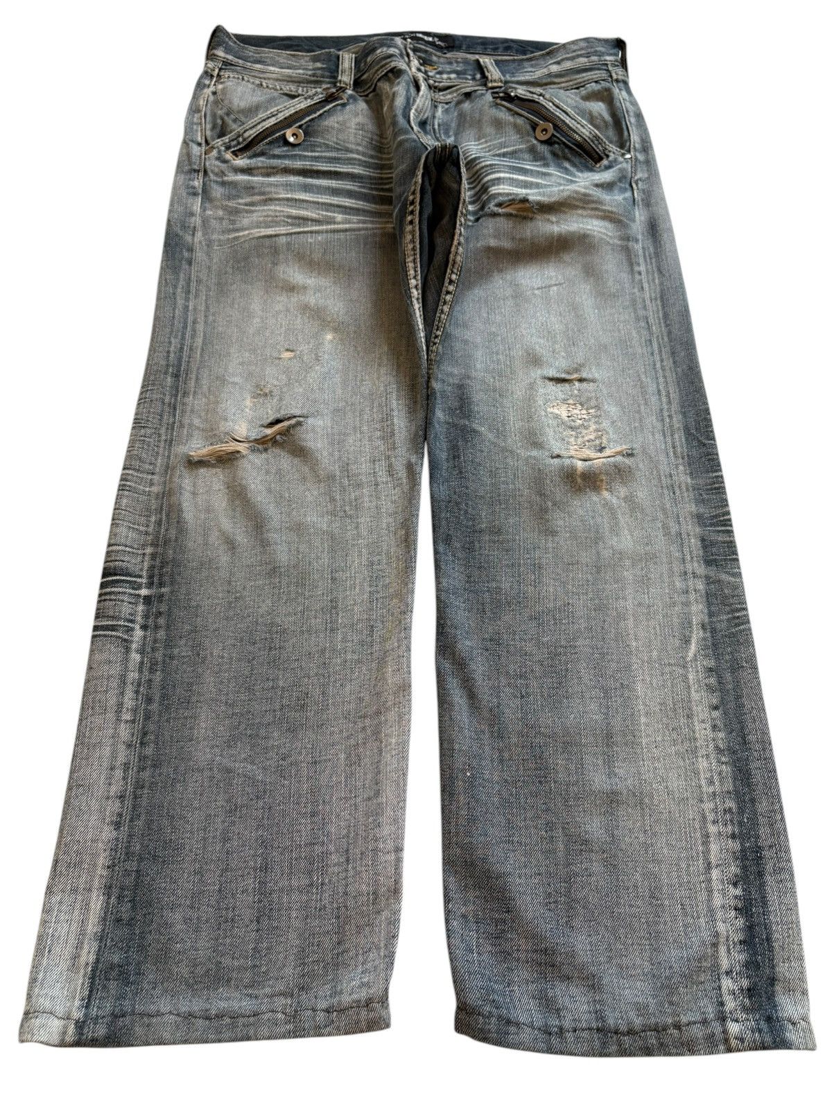Japanese Brand Vintage Japanese Brand Tactical Distressed Loose Jeans Size US 34 / EU 50 - 1 Thumbnail