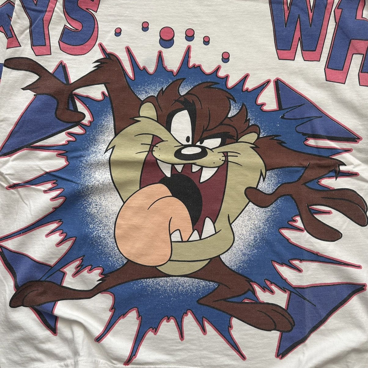 Vintage 1997 Taz “Says Who?” All Over Print Tee Vintage Looney Tunes Size US XL / EU 56 / 4 - 6 Thumbnail