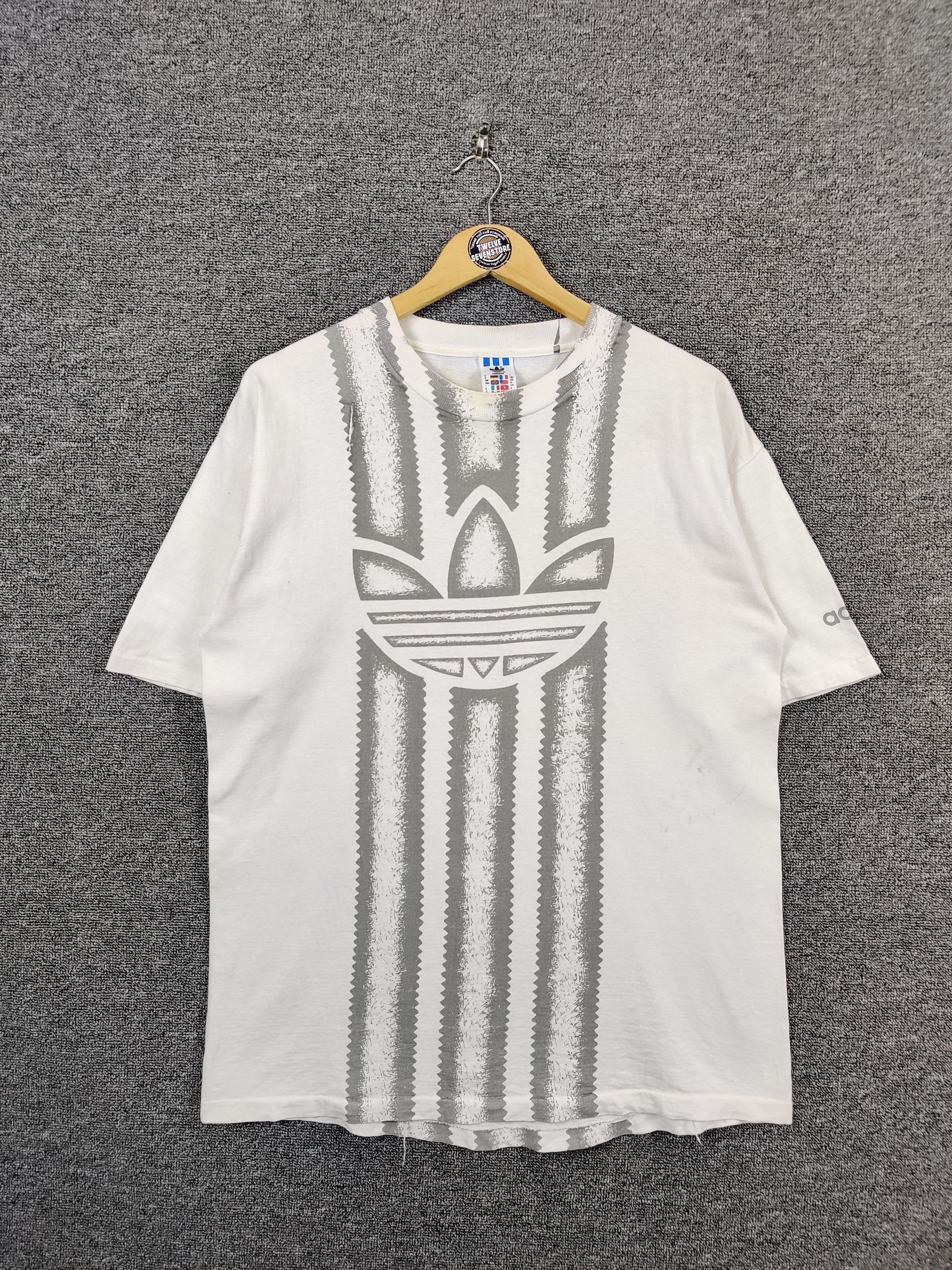 Vintage 90's Adidas Trefoil StripebBig Logo Tee Tshirt