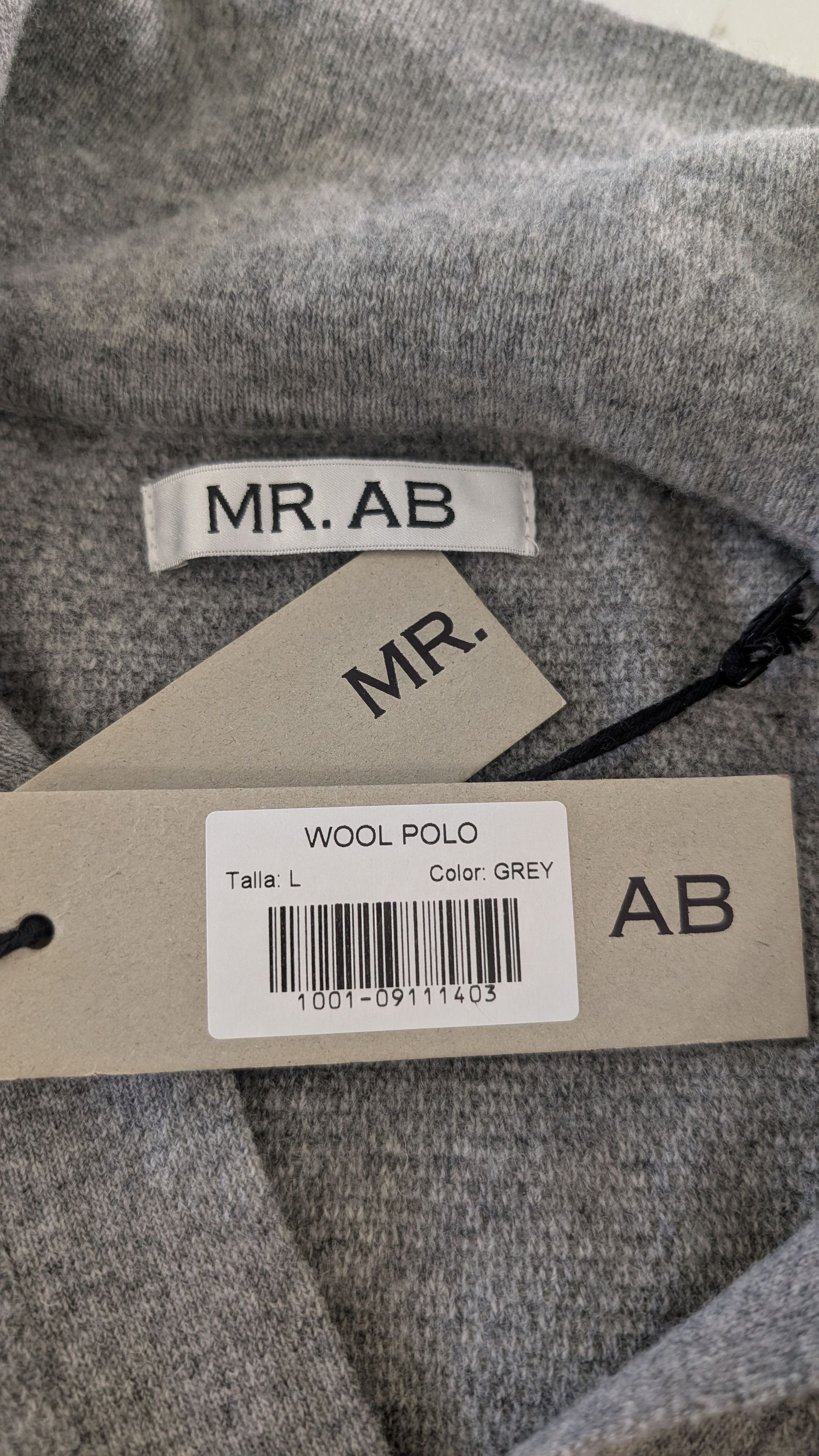 Other Mr AB Wool Tricot Polo Shirt Grey Large Cashmere Blend Size US L / EU 52-54 / 3 - 3 Thumbnail