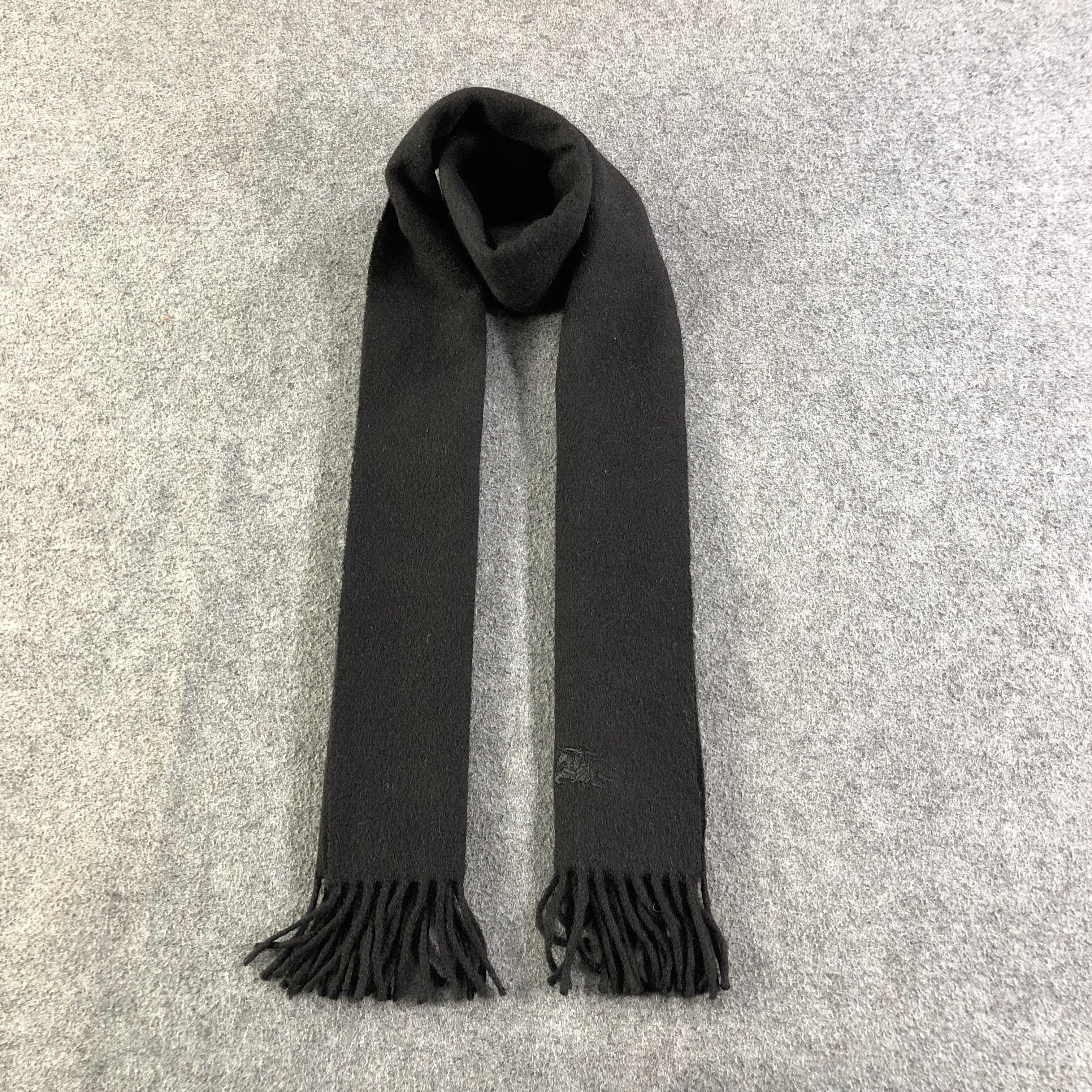 image of Burberrys Plain Black Cashmere Scarf Muffler V1289, Men's