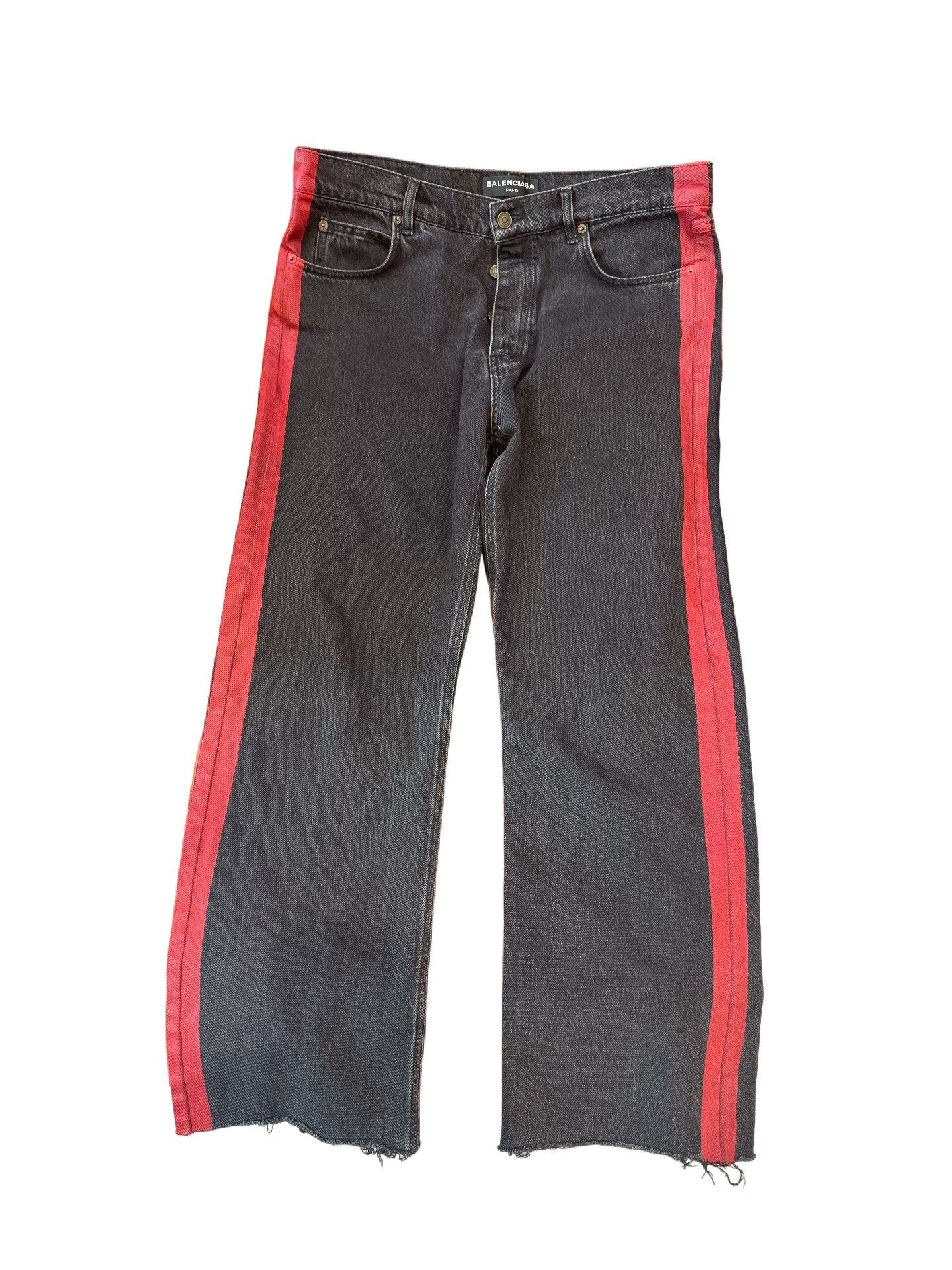 Balenciaga Balenciaga Red Stripe Denim Jeans Size 34 Size US 34 / EU 50 - 1 Thumbnail