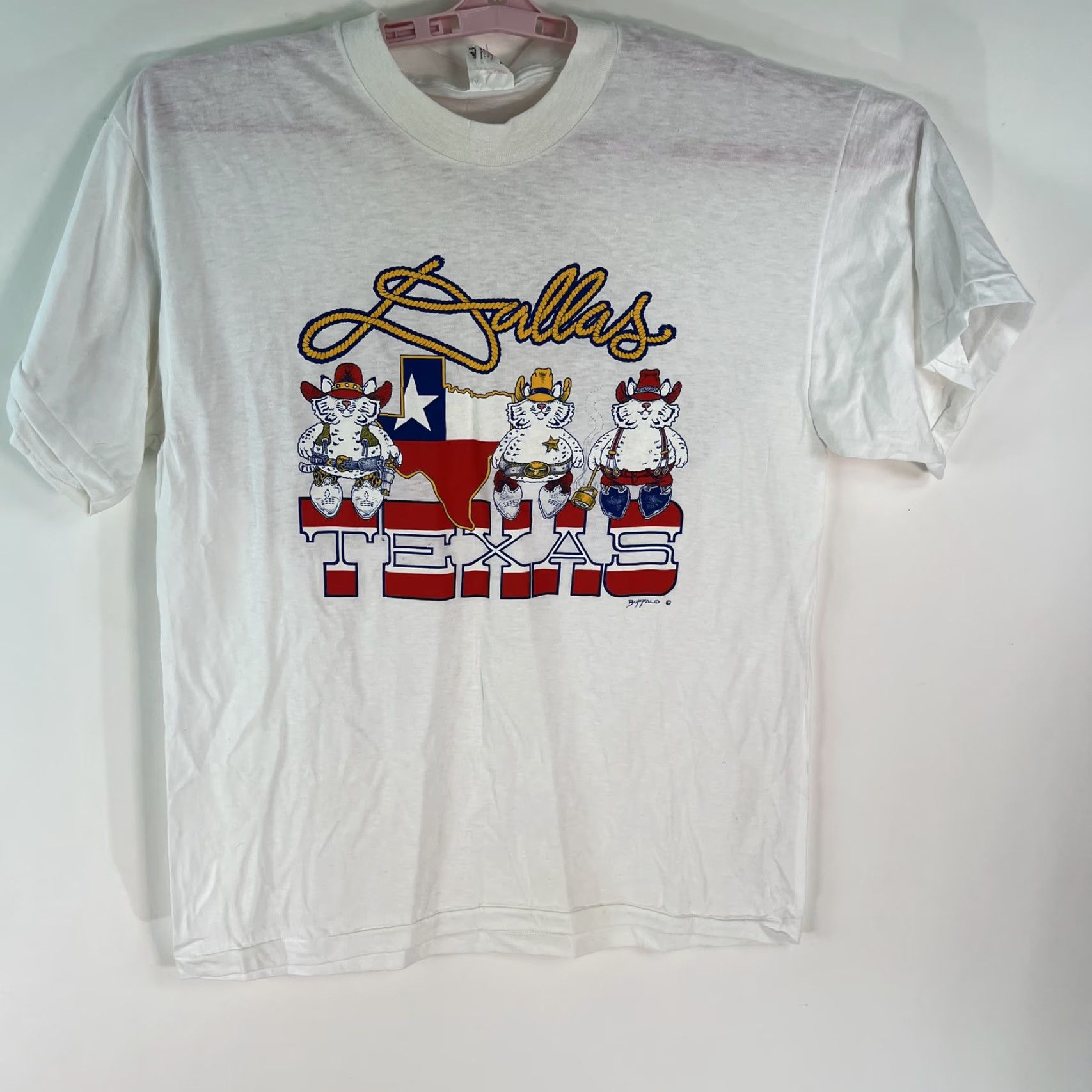 Vintage Buffalo Sportswear Shirt Mens New White Dallas Texas Short Sleeves T Shirt Size XL Size US XL / EU 56 / 4 - 3 Thumbnail