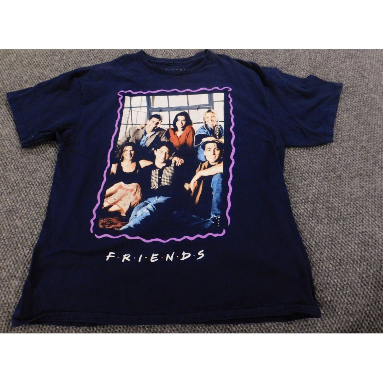 Vintage Friends Womens Shirt XL Blue Crew Neck 90s 2000s Chander Ross Cotton Rayon Blouse Short Sleeve Casual Button Graphic Together Size XL / US 12-14 / IT 48-50 - 3 Thumbnail