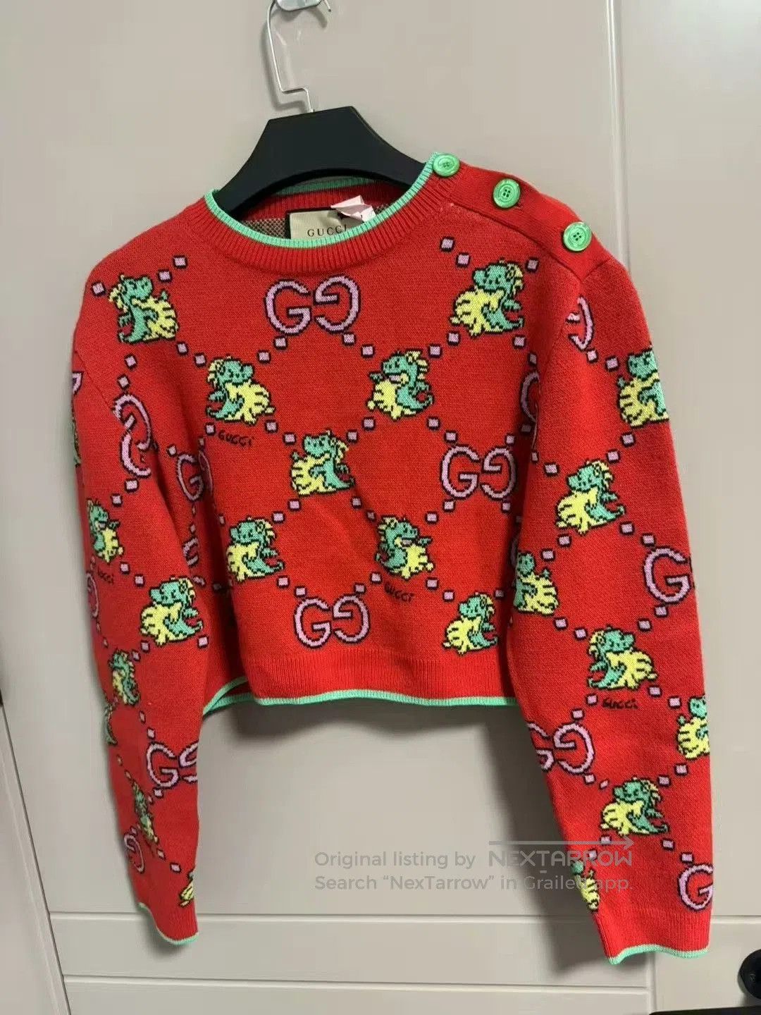 Gucci gucci double g dinosaur print cropped sweater. Size S / US 4 / IT 40 - 1 Thumbnail