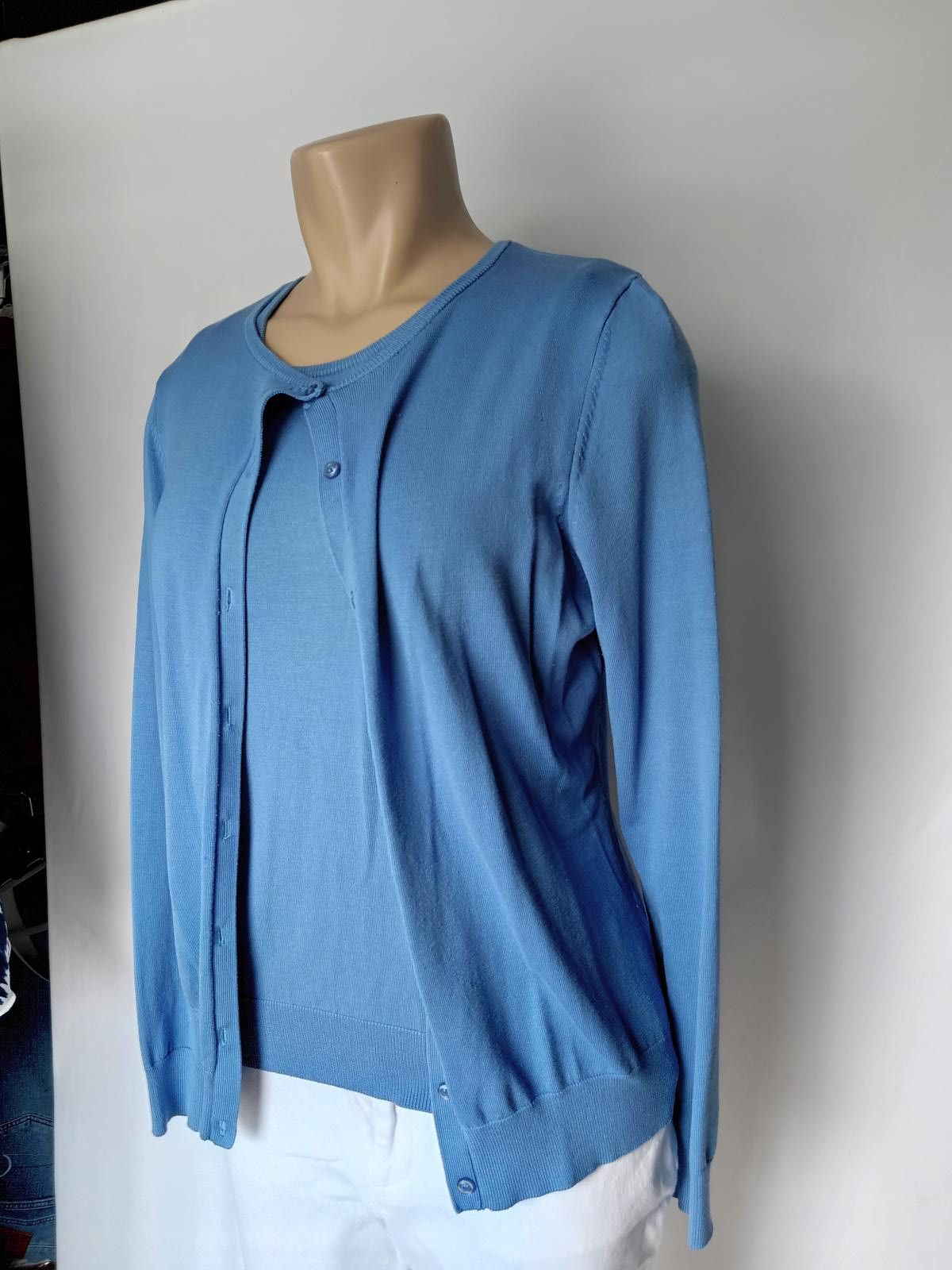 Designer Chic Will Smith Blue Cardigan & Tank Top Set Size L / US 10 / IT 46 - 2 Thumbnail