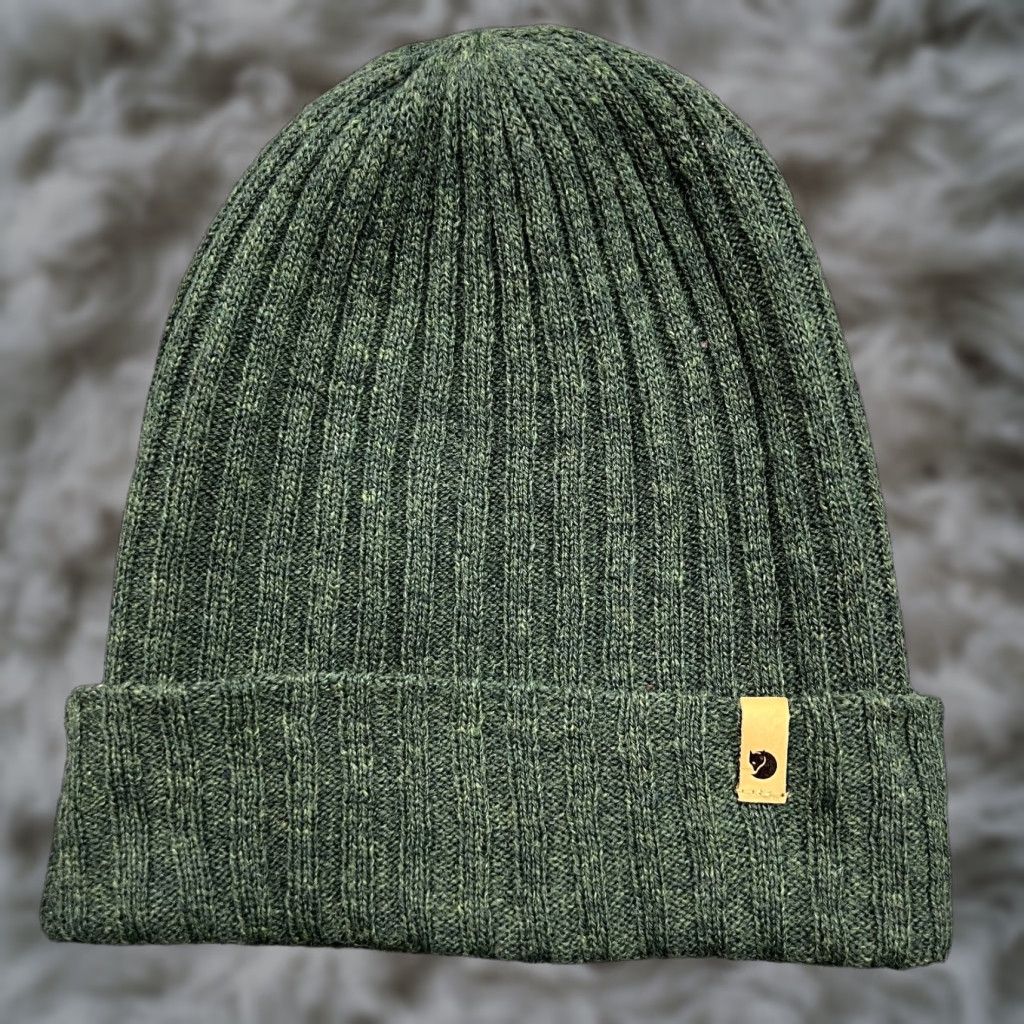 Vintage Fjallraven Beanie Hat One Size 100% Wool Green Ribbed Cuffed Unisex Adults Size ONE SIZE - 1 Thumbnail