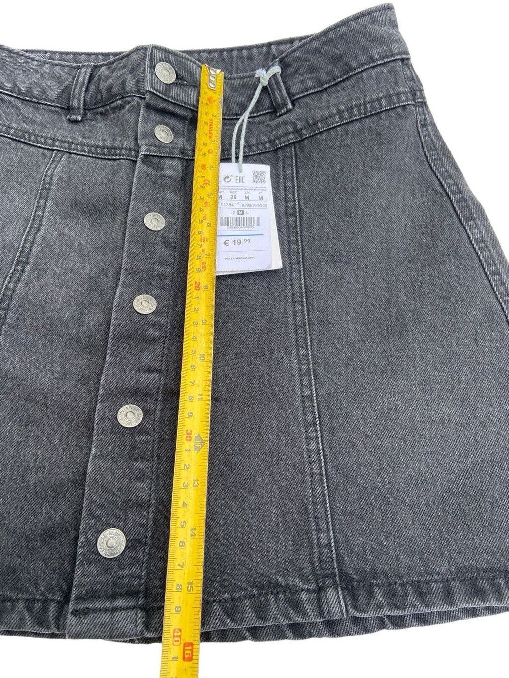 Pull & Bear Pull & Bear Black Denim Skirt 100% Cotton Size UK M NWT Size 27" / US 4 / IT 40 - 4 Thumbnail