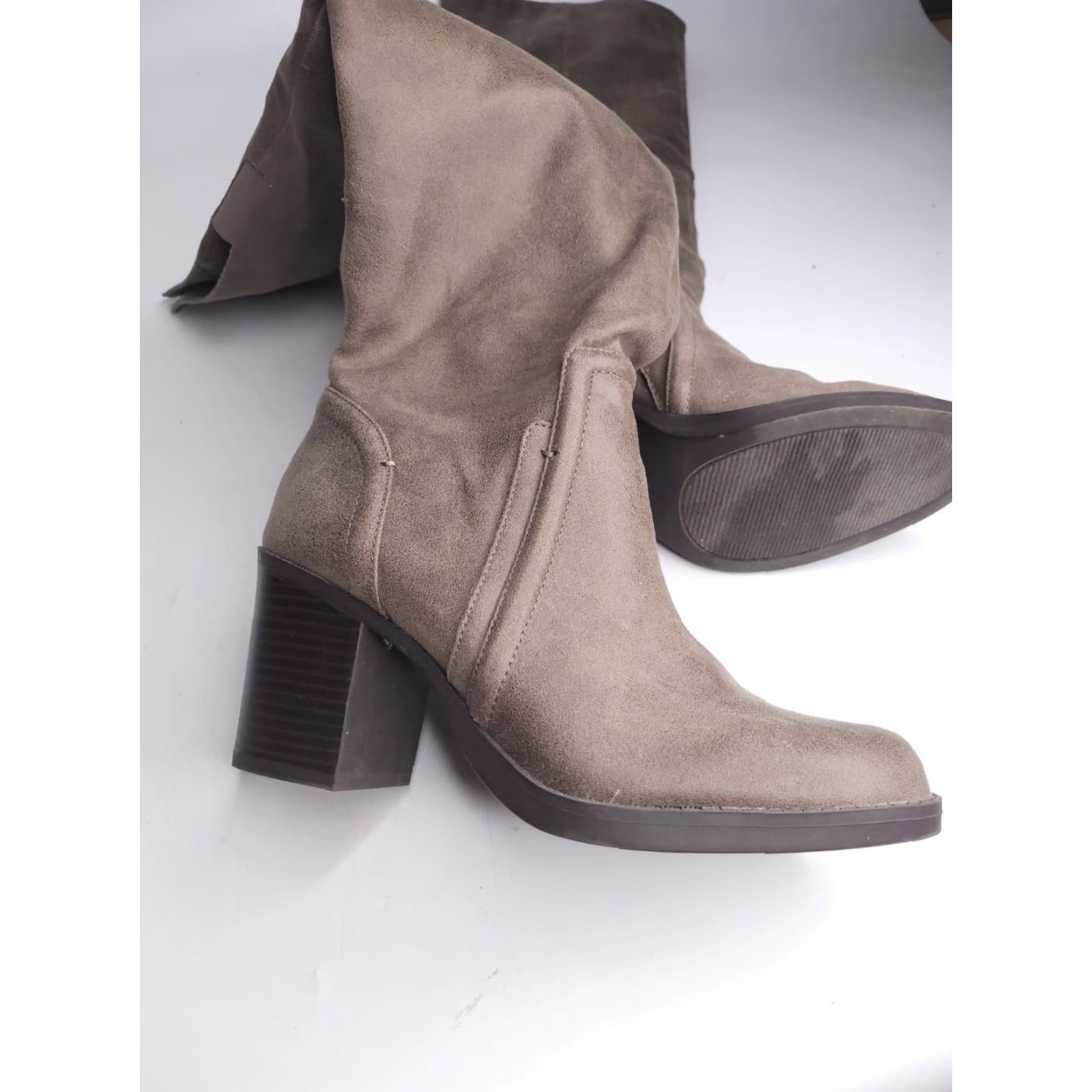 Sugar Sugar Boots Womens 8 Brown Tall Calf Riding Faux Suede Block Heel Almond Toe Bootie Size US 8 / IT 38 - 2 Thumbnail