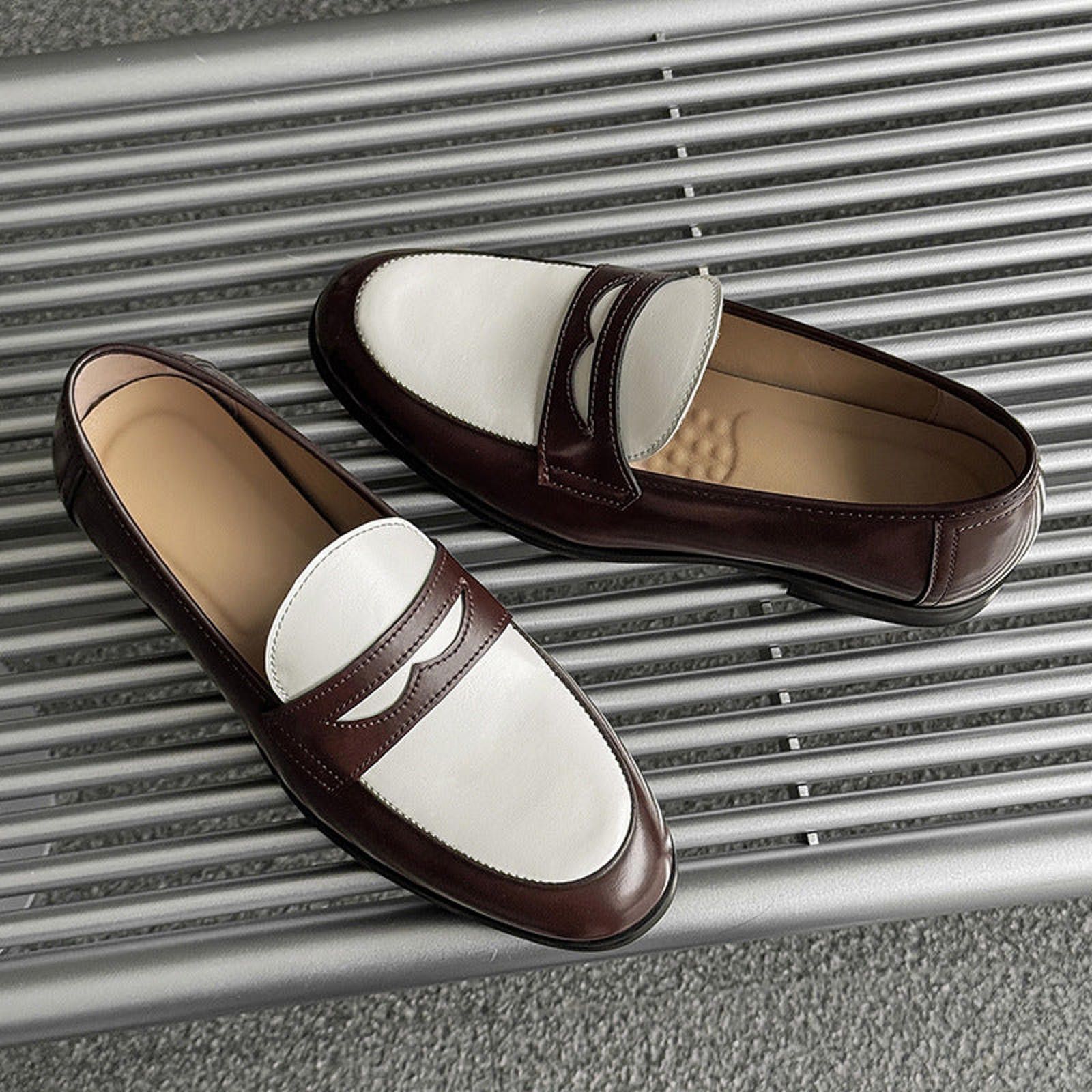 Leather Two-Tone Contrast Leather Loafer | British Slip-On Size US 8 / EU 41 - 2 Thumbnail