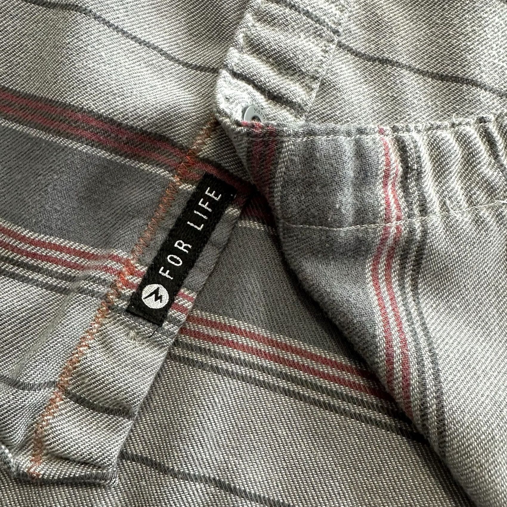 Marmot Marmot Shirt Mens XL Long Sleeve Button-Up Gray Striped Flannel Midweight Cotton Polyester Size US XL / EU 56 / 4 - 5 Thumbnail