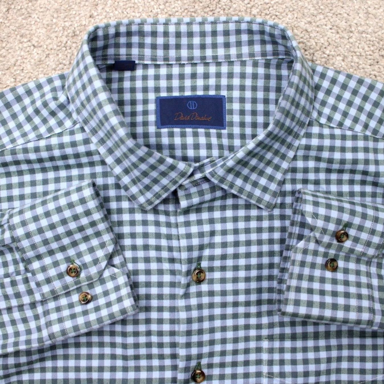 David Donahue David Donahue Shirt Mens 2XL XXL Blue Plaid 100% Cotton Long Sleeve Button Up Size US XXL / EU 58 / 5 - 2 Thumbnail