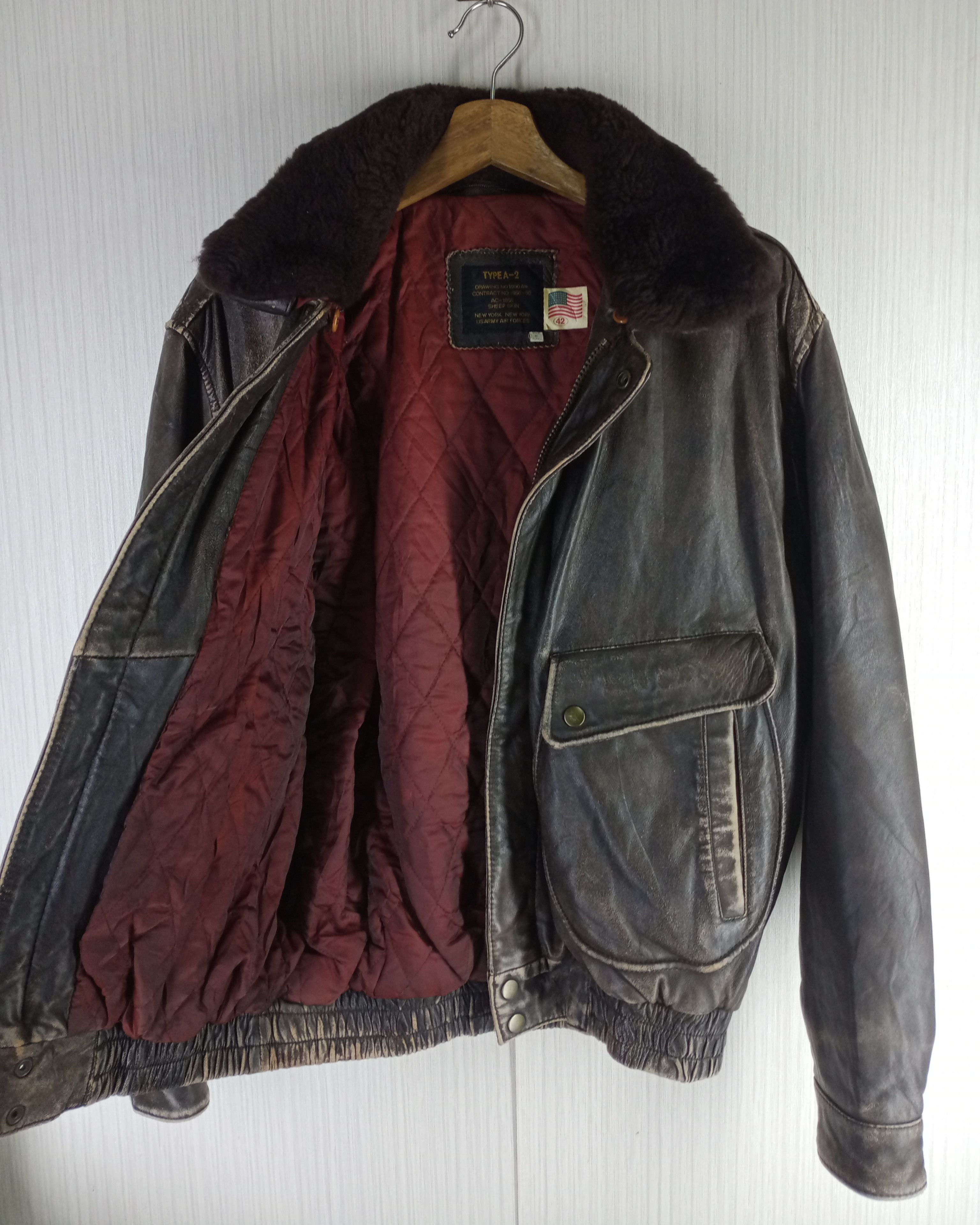 Other 1990 Type A-2 US Army Air Forces Sheepskin Leather Jacket Size US M / EU 48-50 / 2 - 2 Thumbnail