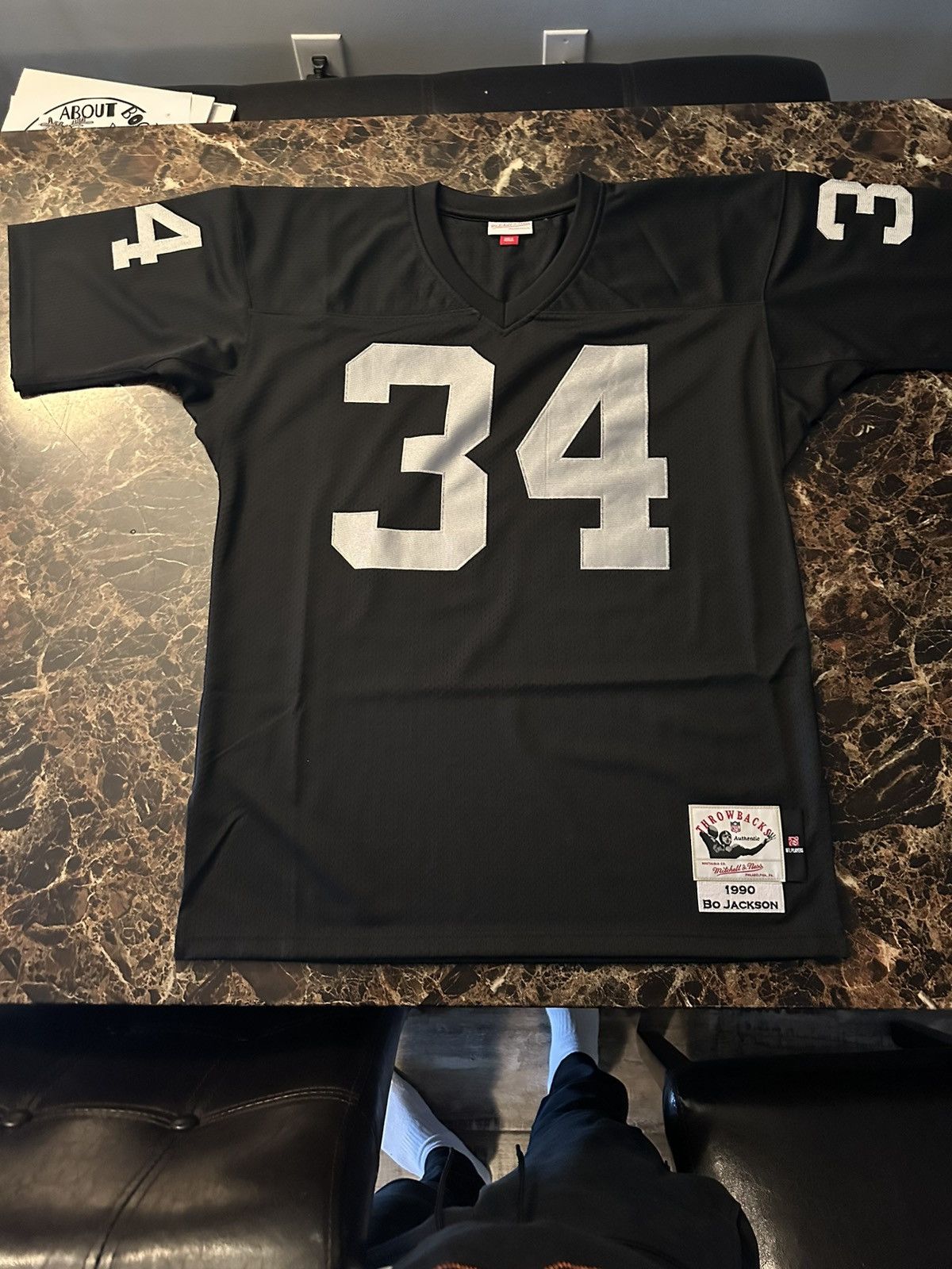 image of Mitchell Ness Raiders Bo Jackson Jersey in Black, Men's (Size Large)